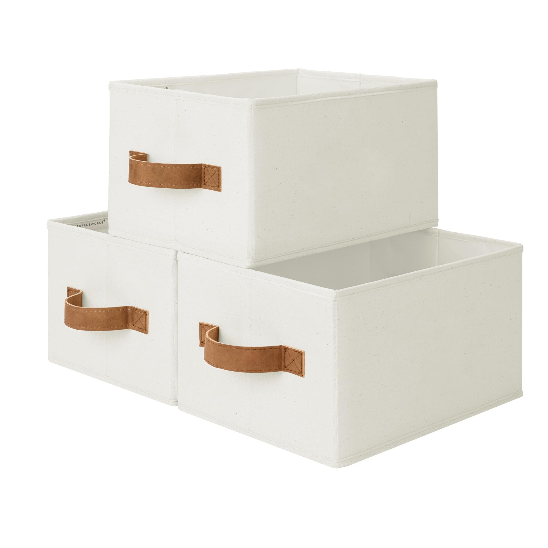 Closet Storage Bins with PU Handles (3 Count)