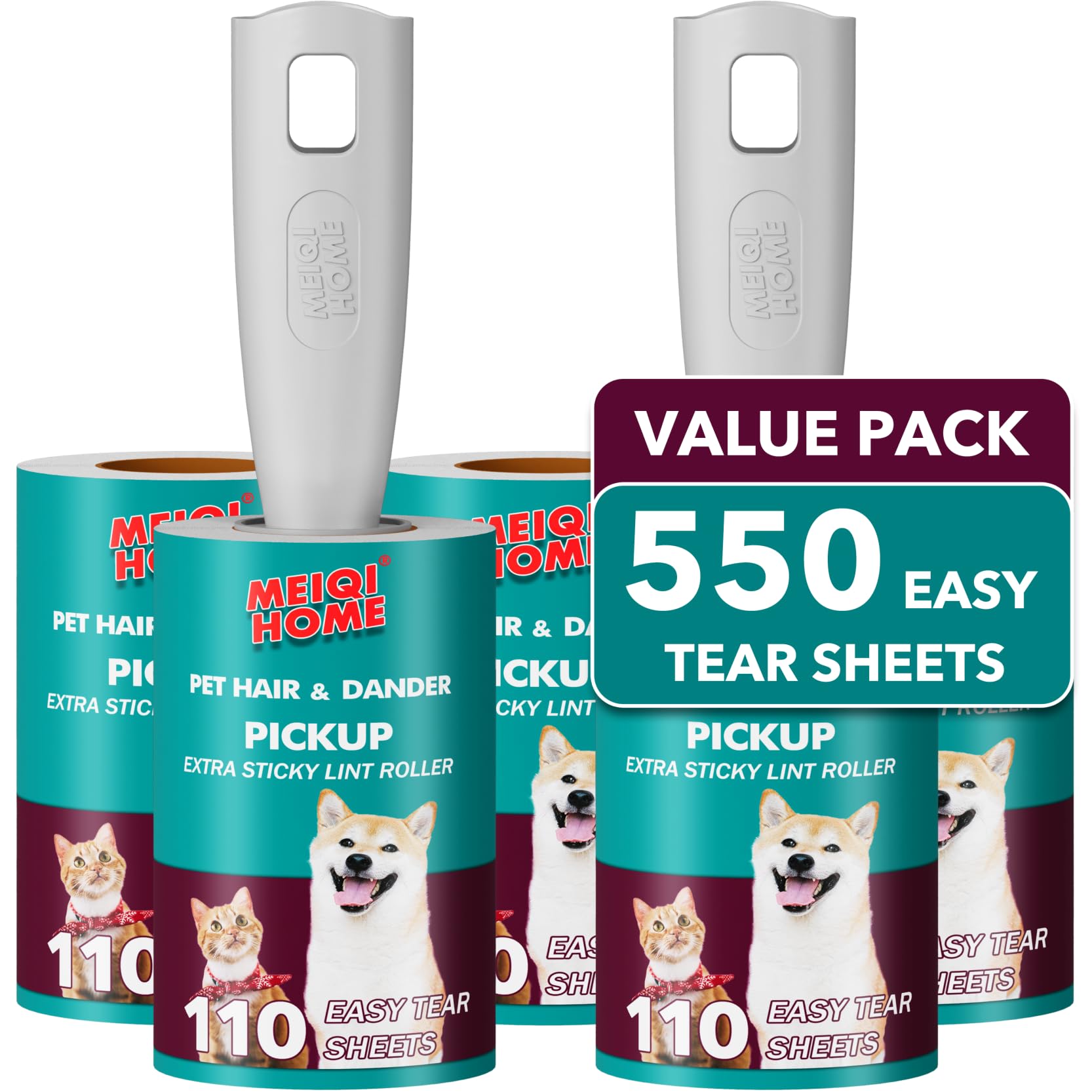 Lint Rollers for Pet Hair Extra Sticky (5 Count)