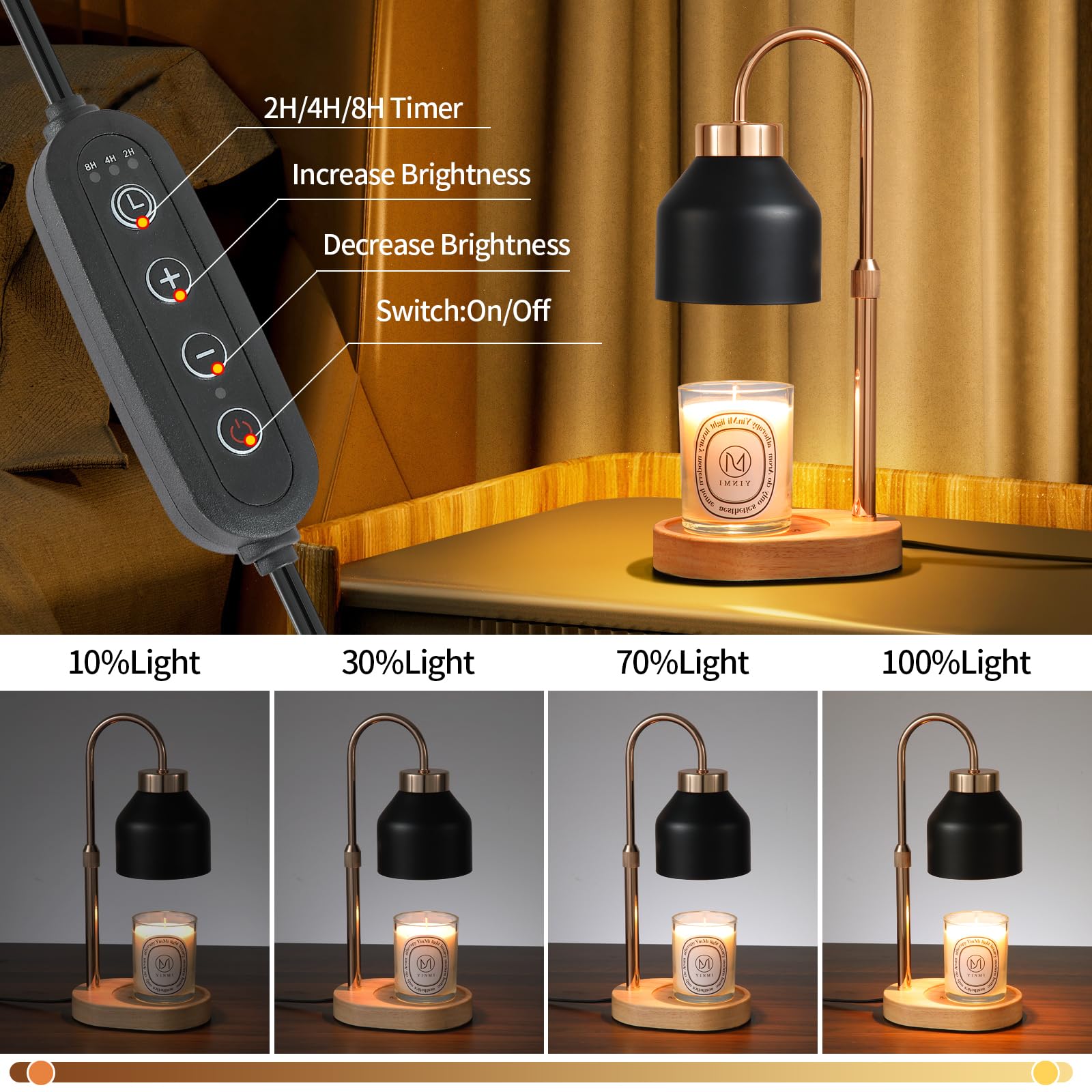 Candle Warmer Lamp with Dimmer and Timer