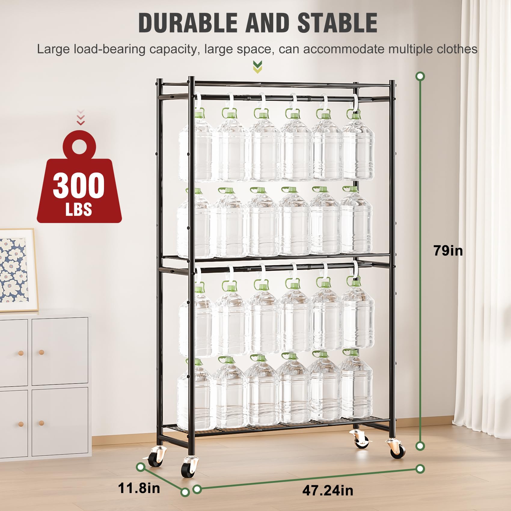 Rolling Clothes Rack for Hanging Clothes