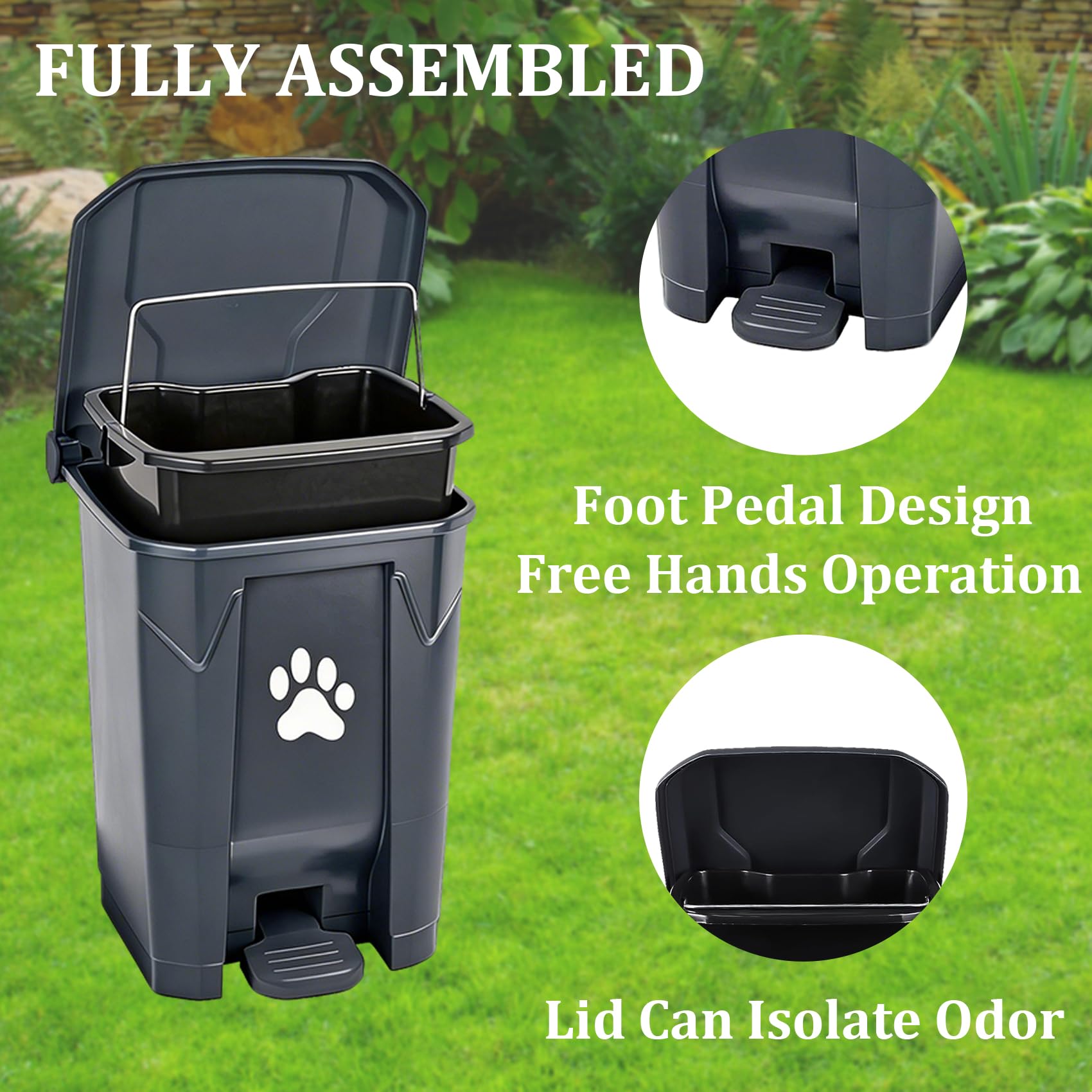 Dog Poop Trash Can Outside with Pooper Scooper