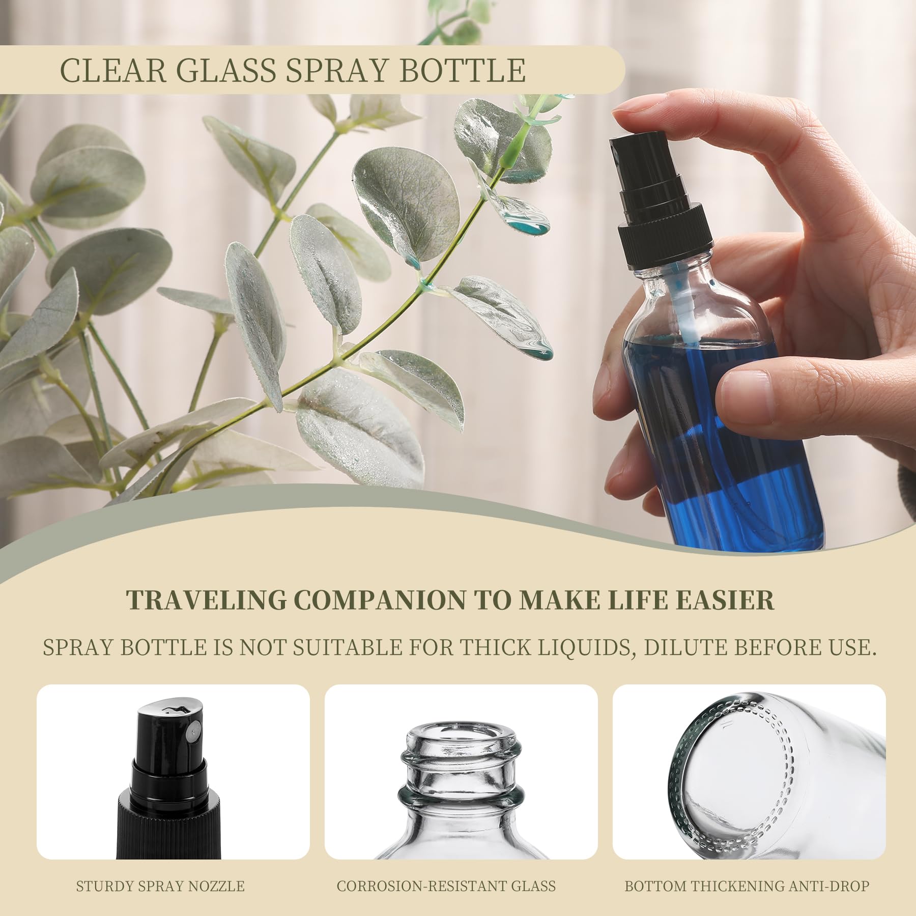 Clear Glass Small Spray Bottles 2 oz 24 Packs (2 Ounce)