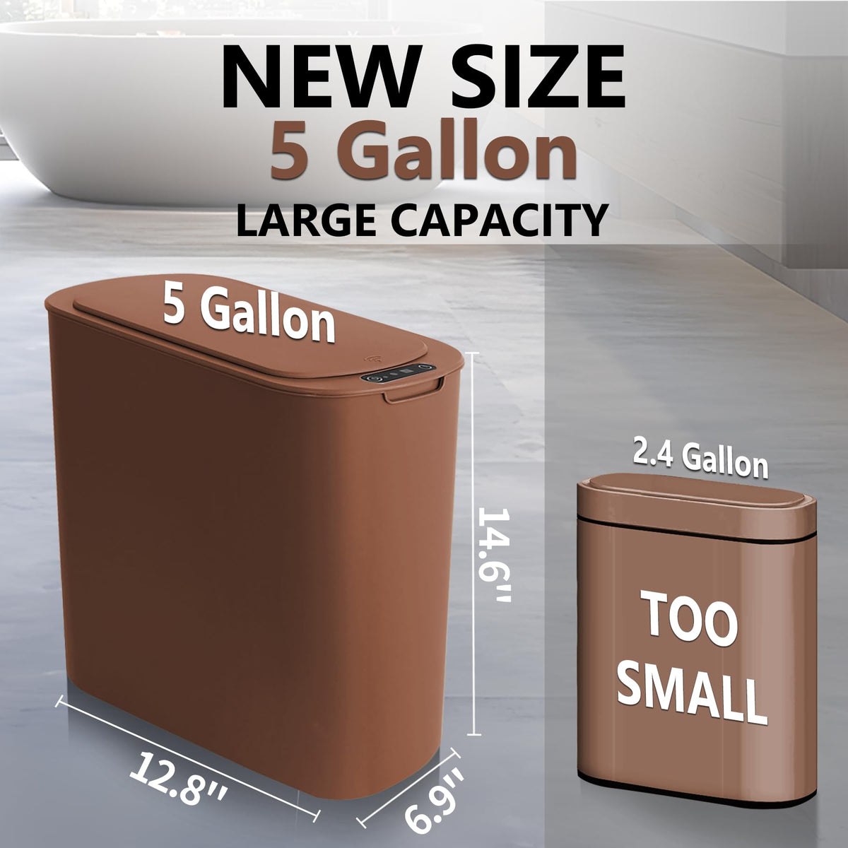 5 Gallon Automatic Bathroom Trash Can with Lid