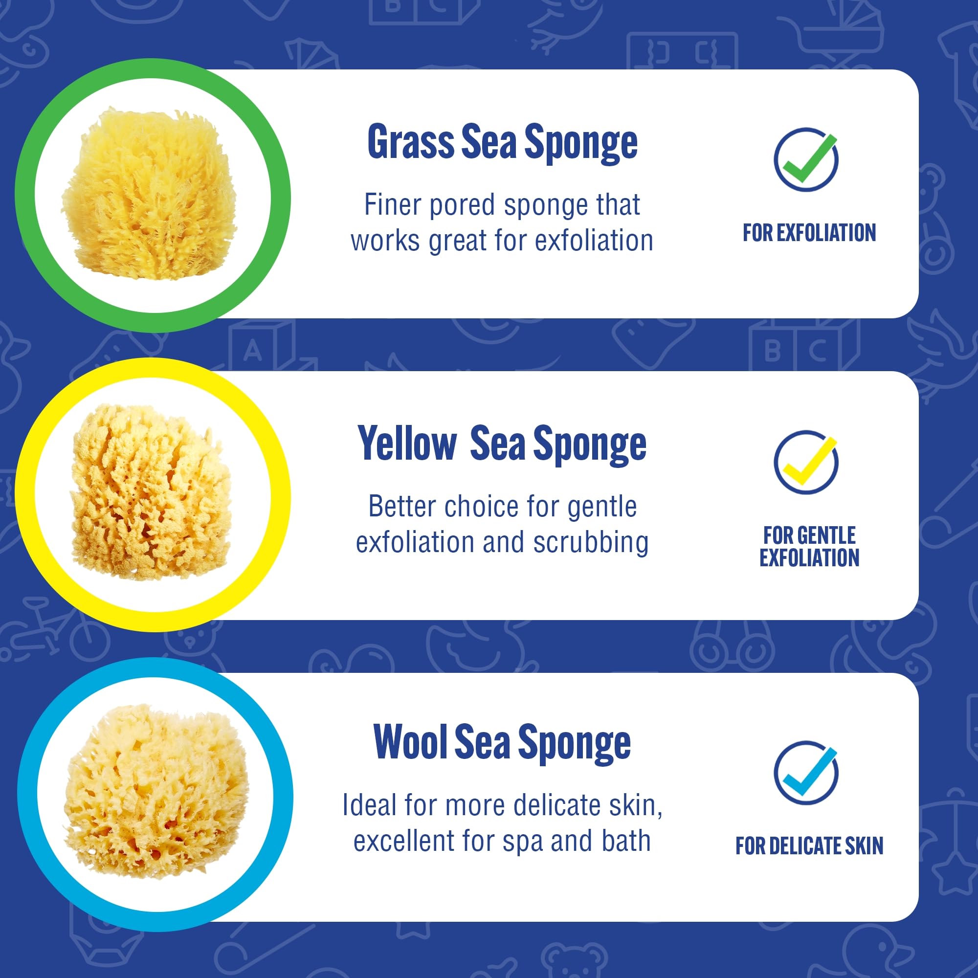 Natural Baby Bath Sponge 4in Soft Grass Sea Sponge (2 Count)