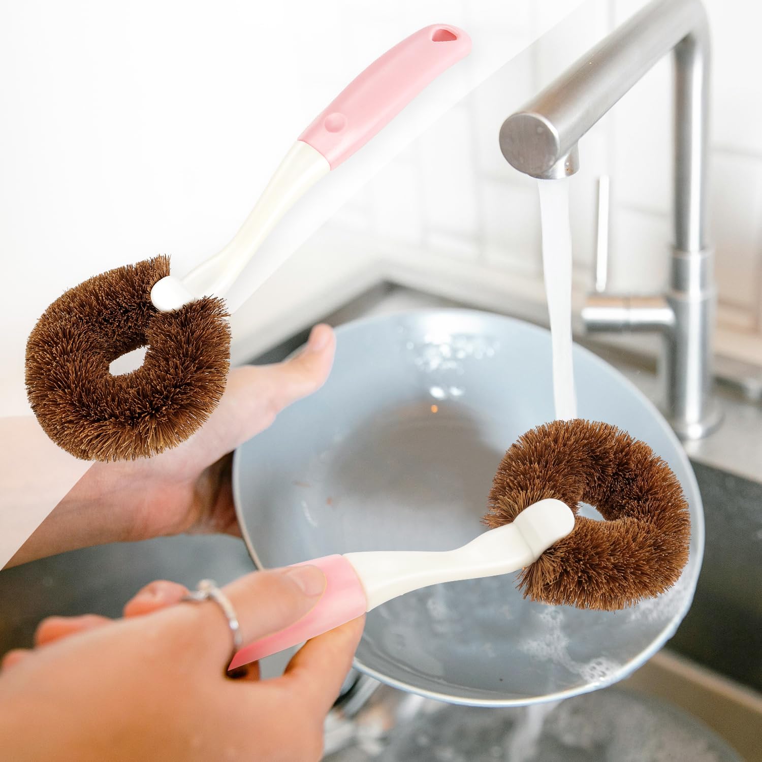 2 Pack Kitchen Scrub Brushes for Cleaning Dish Brush with Handle for Pans (2 Count)