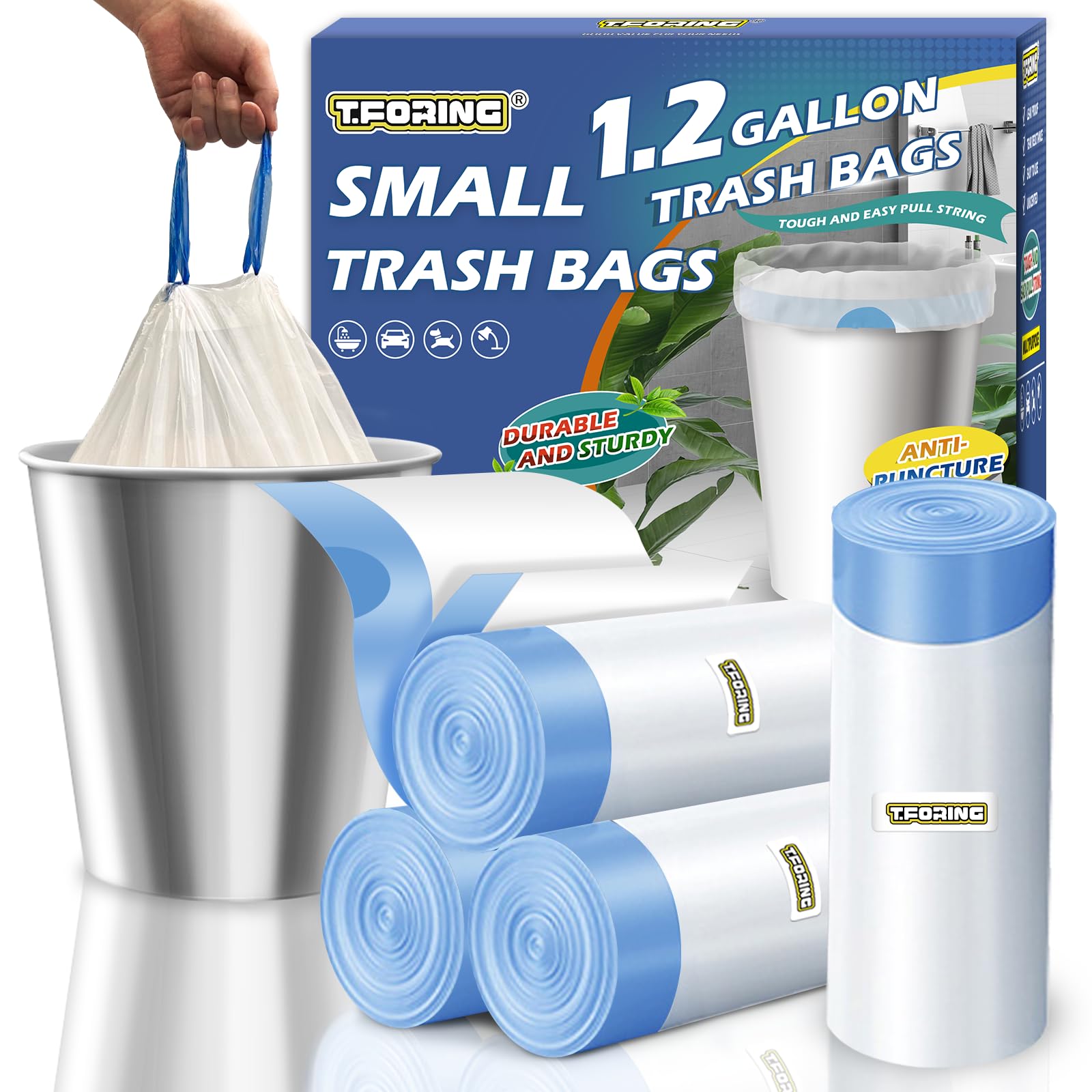 1.2 Gallon Mini Trash Bags Drawstring (120 Count)