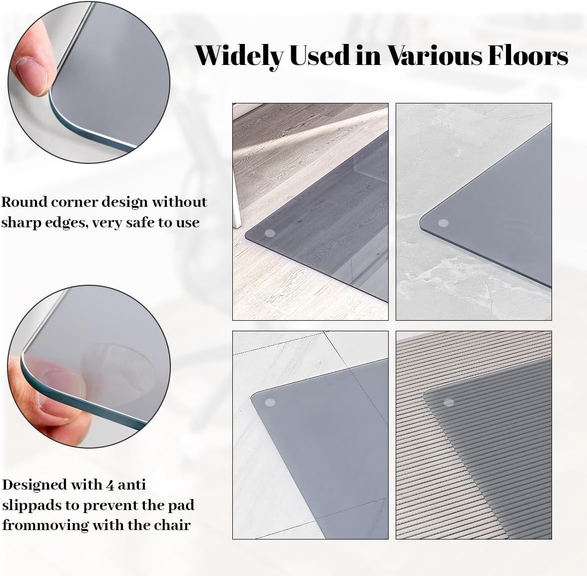 Tempered Glass] 48" x 72" Glass Office Chair Mat for Carpet