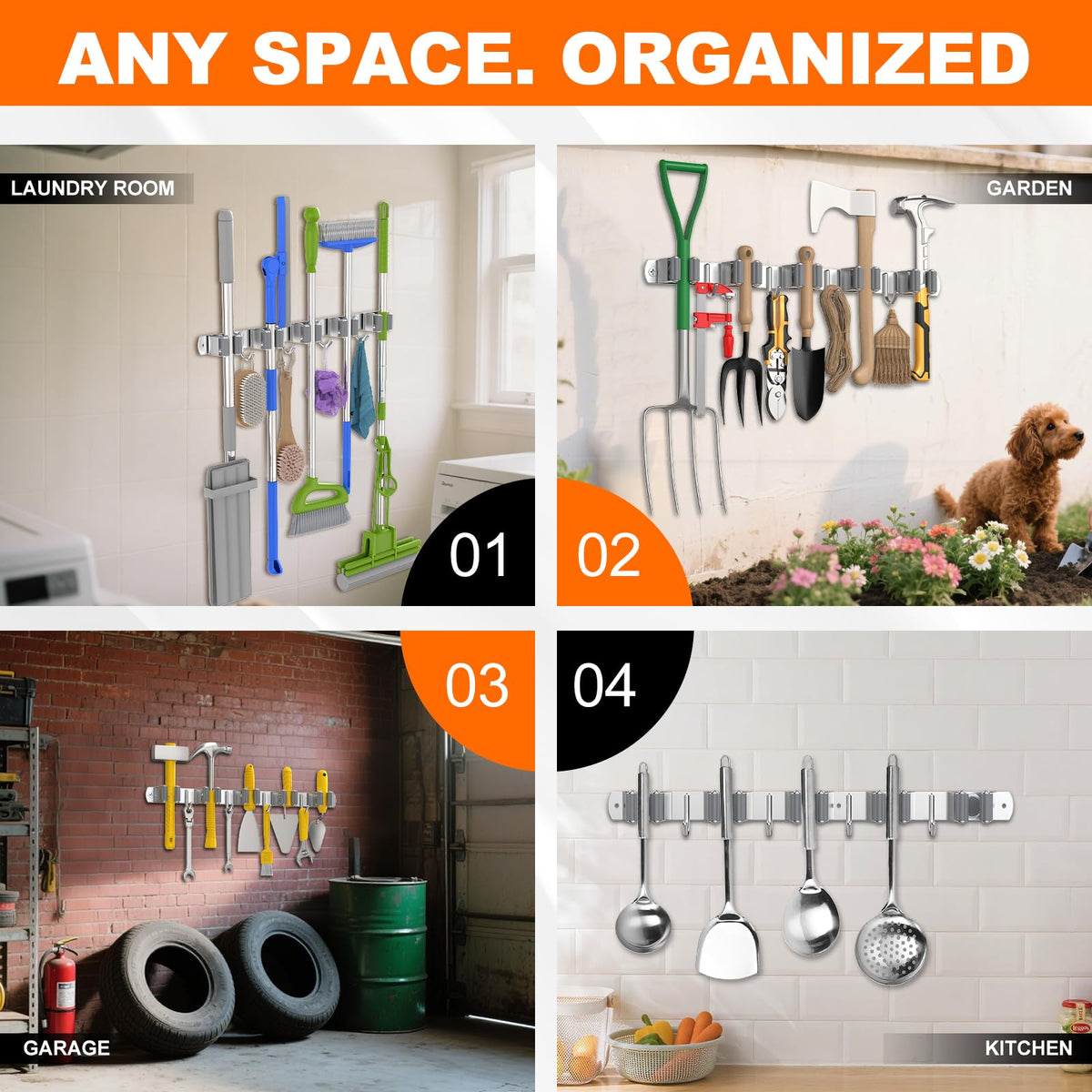 Broom Holder Wall Mount Mop Organizer