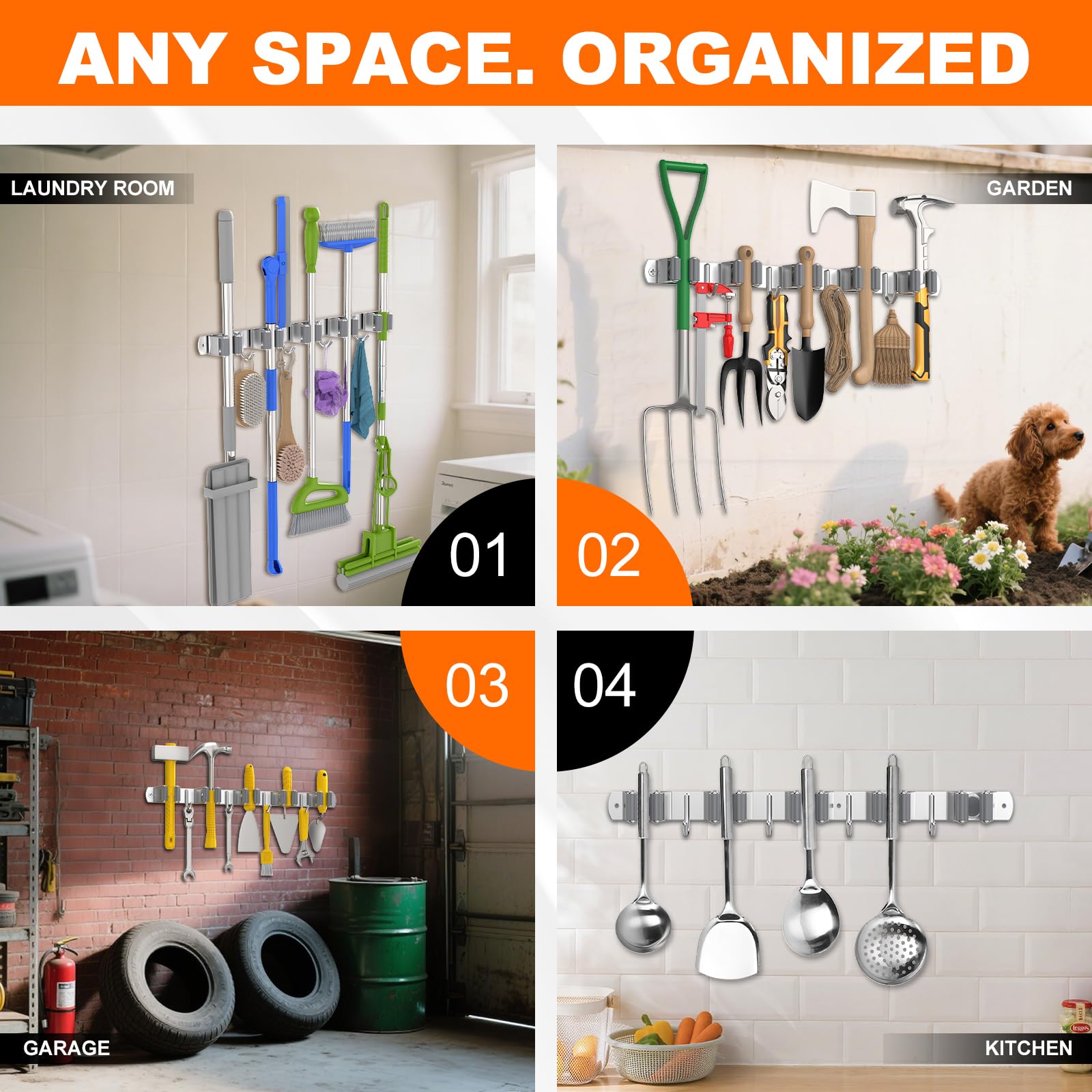 Broom Holder Wall Mount Mop Organizer