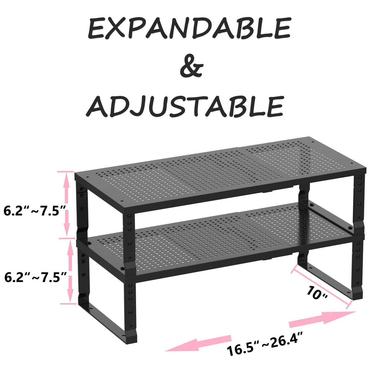 Metal Stackable Expandable Storage Shelf (2 Count)