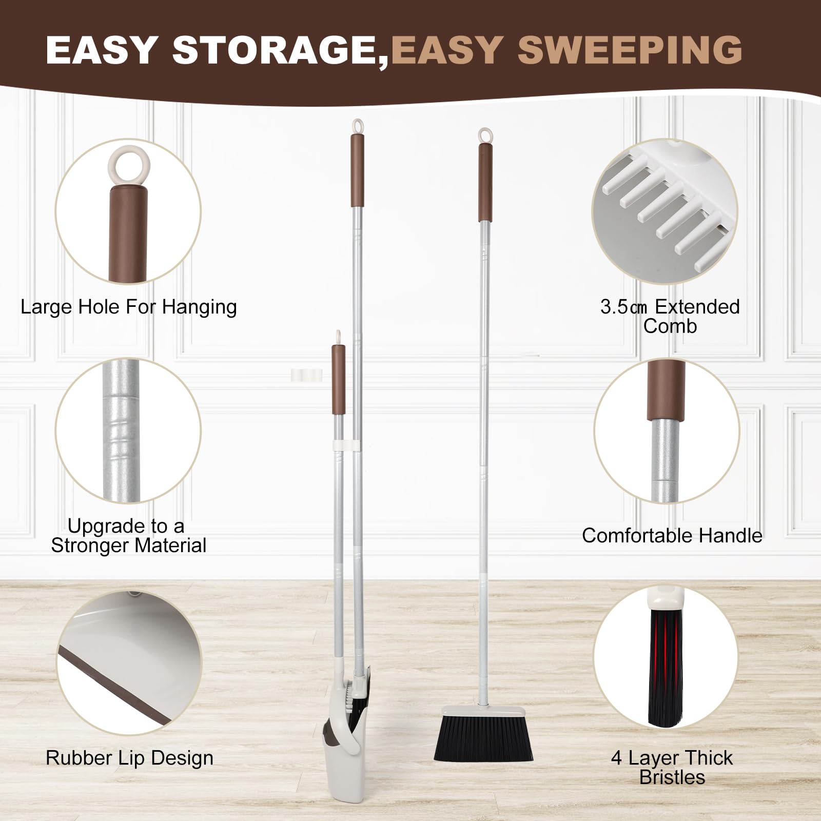 54" Long Handled Broom and Dustpan Set