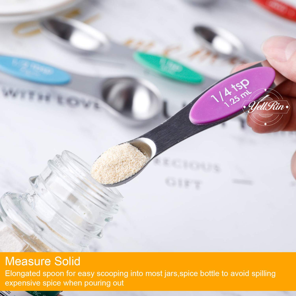 Magnetic Measuring Spoons Set Stainless Steel Dual Sided Measuring Spoons