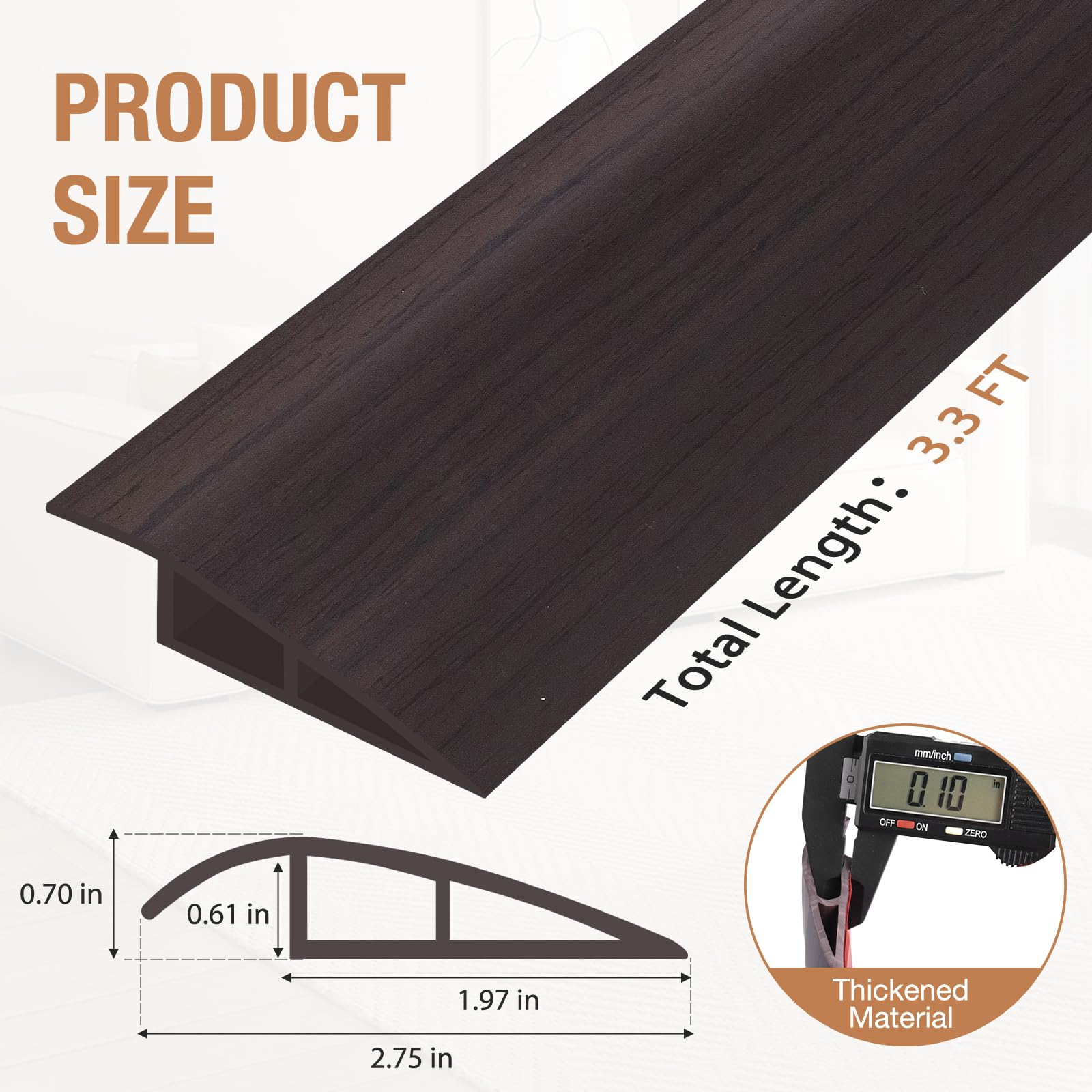 Floor Transition Strip Self Adhesive Vinyl Door Threshold Strip (3.3 Foot)