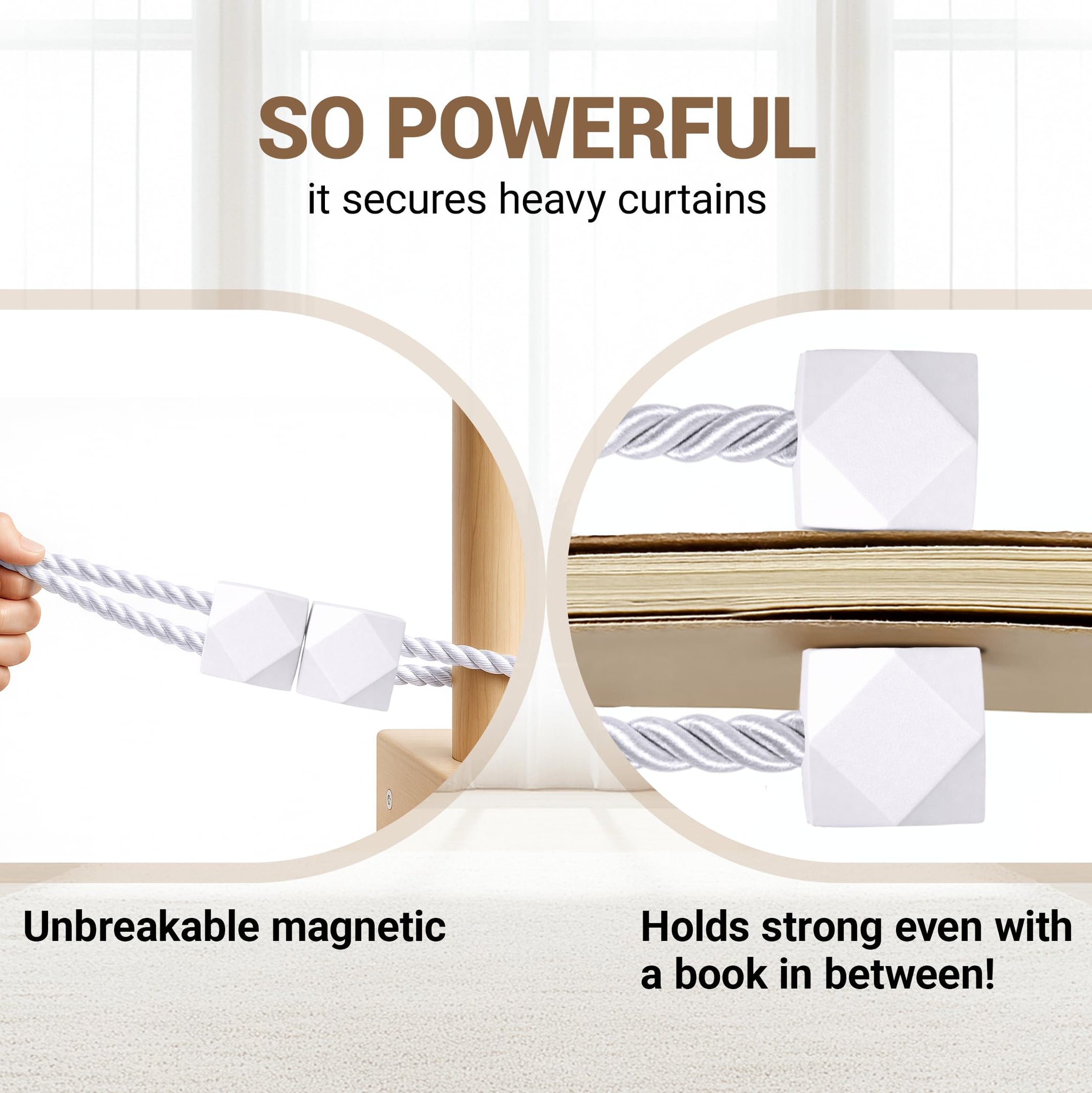 Magnetic Curtain Tiebacks White 2pcs