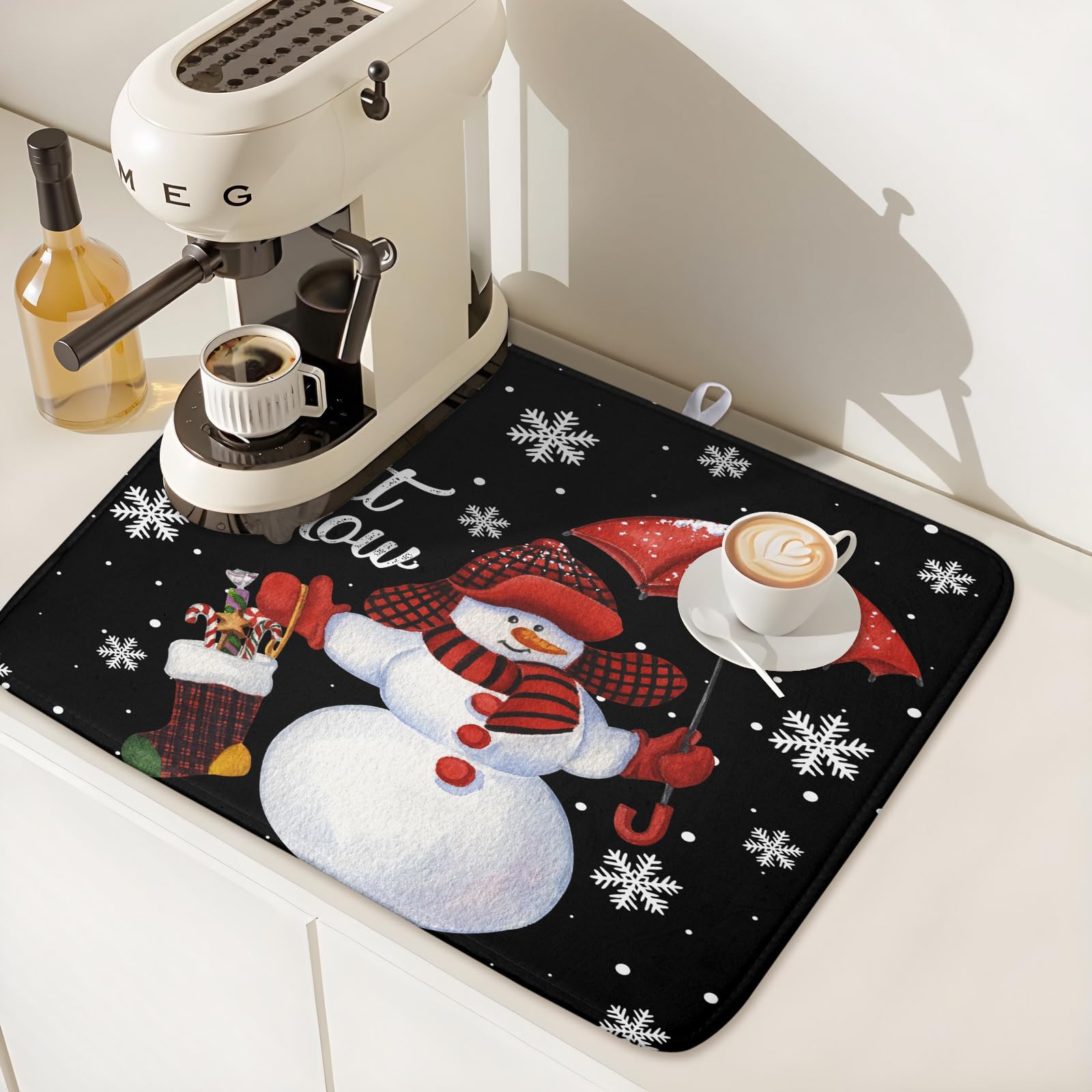 Winter Snowman Dish Drying Mat