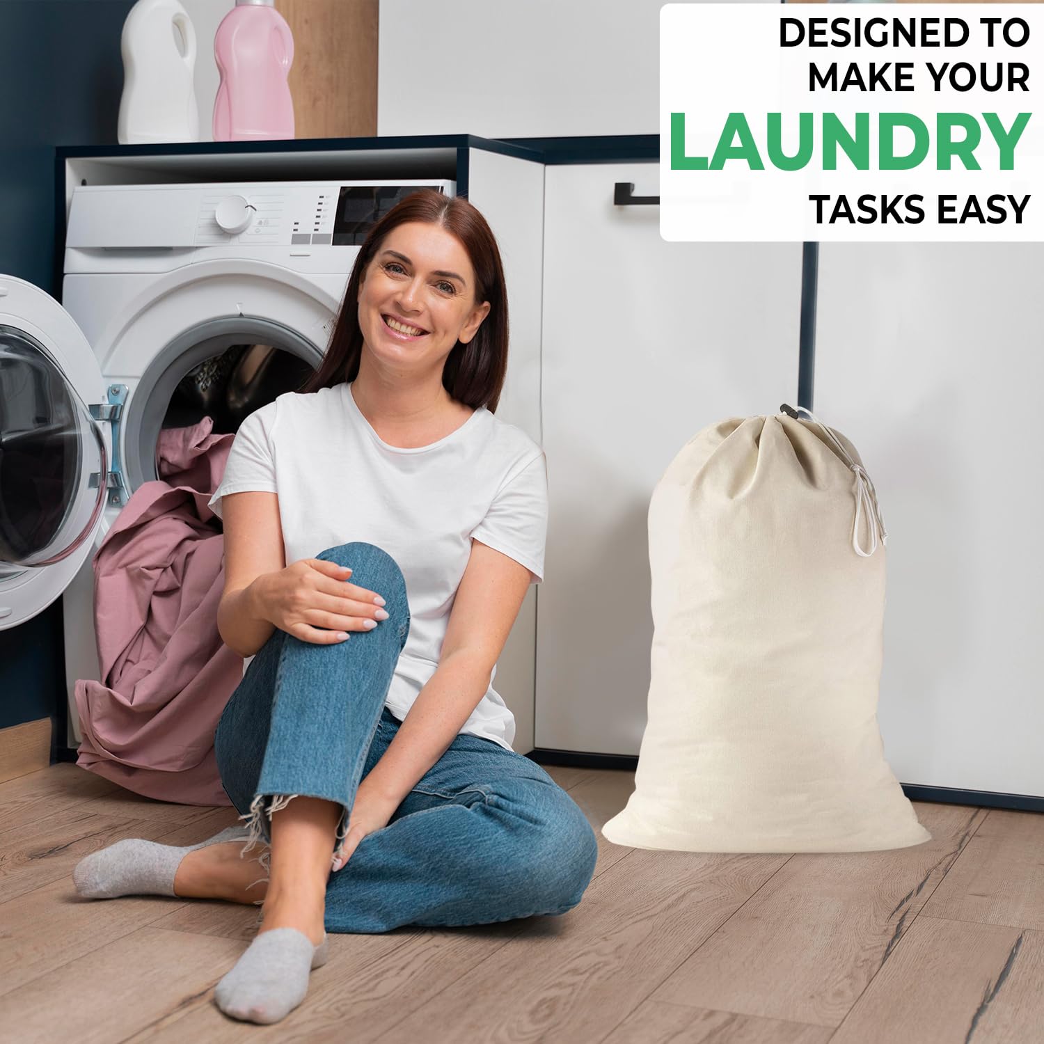 4 Pack Extra Large Cotton Laundry Bag (2 Count)