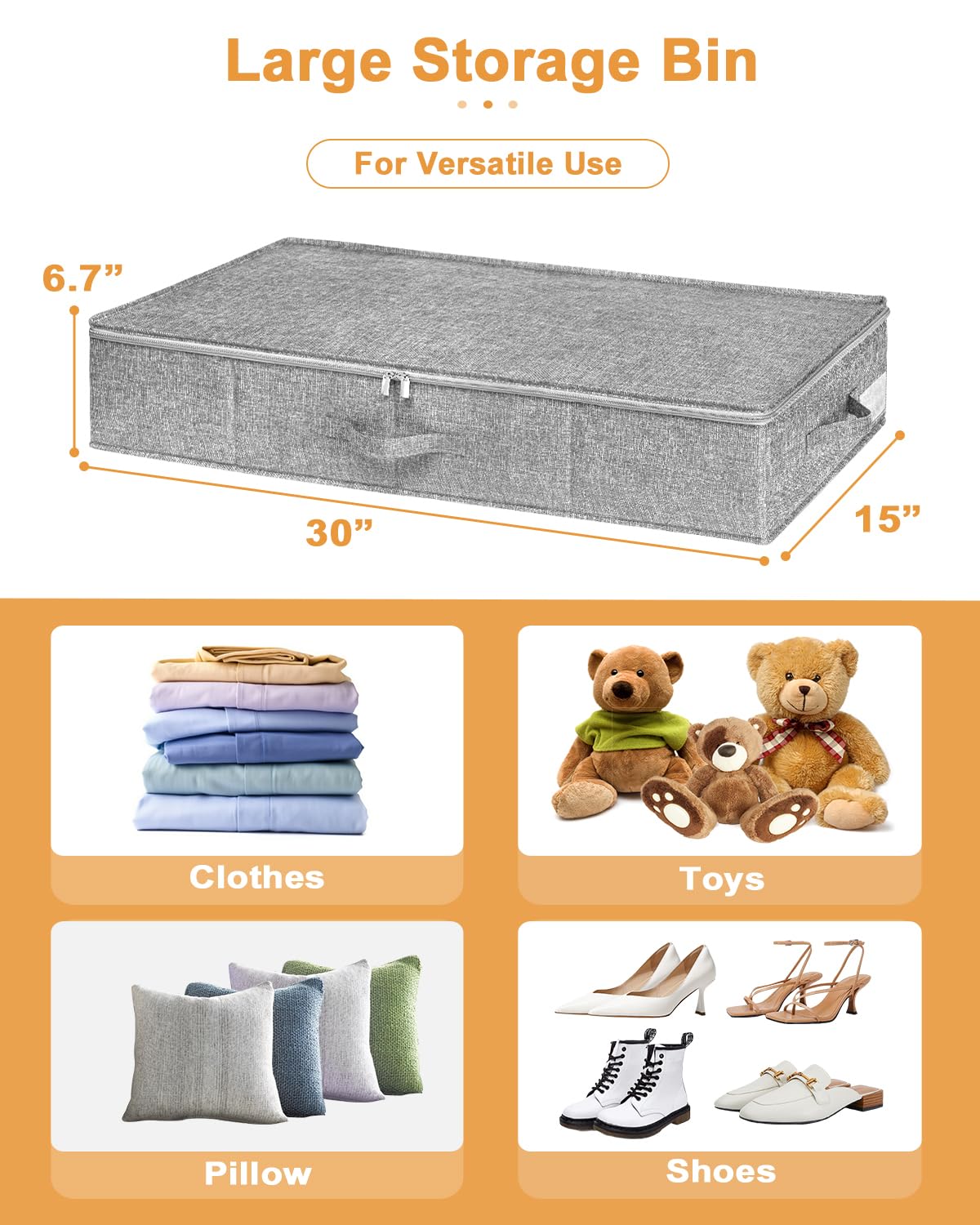6.7 in Tall Sturdy Under Bed Storage Container with Lid (2 Count)