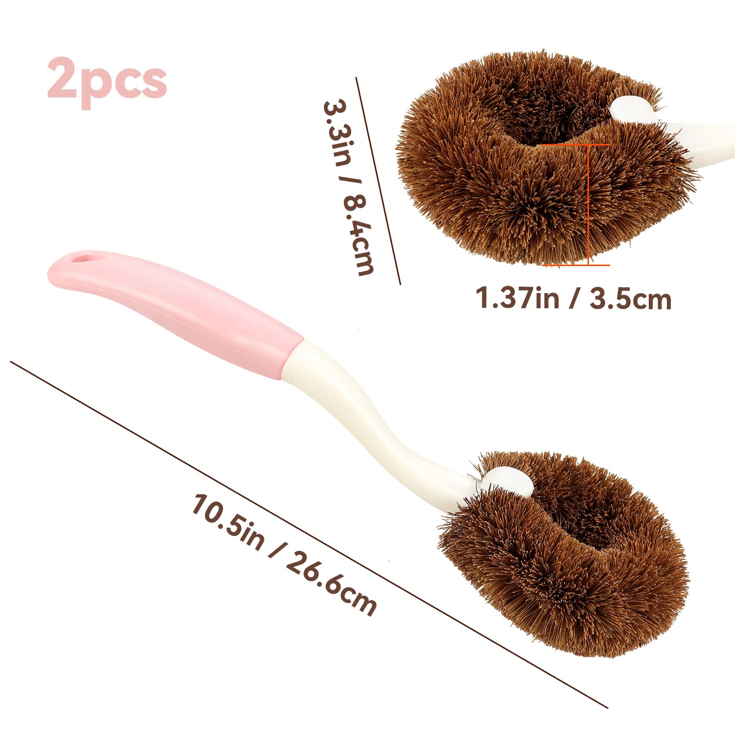 2 Pack Kitchen Scrub Brushes for Cleaning Dish Brush with Handle for Pans (2 Count)