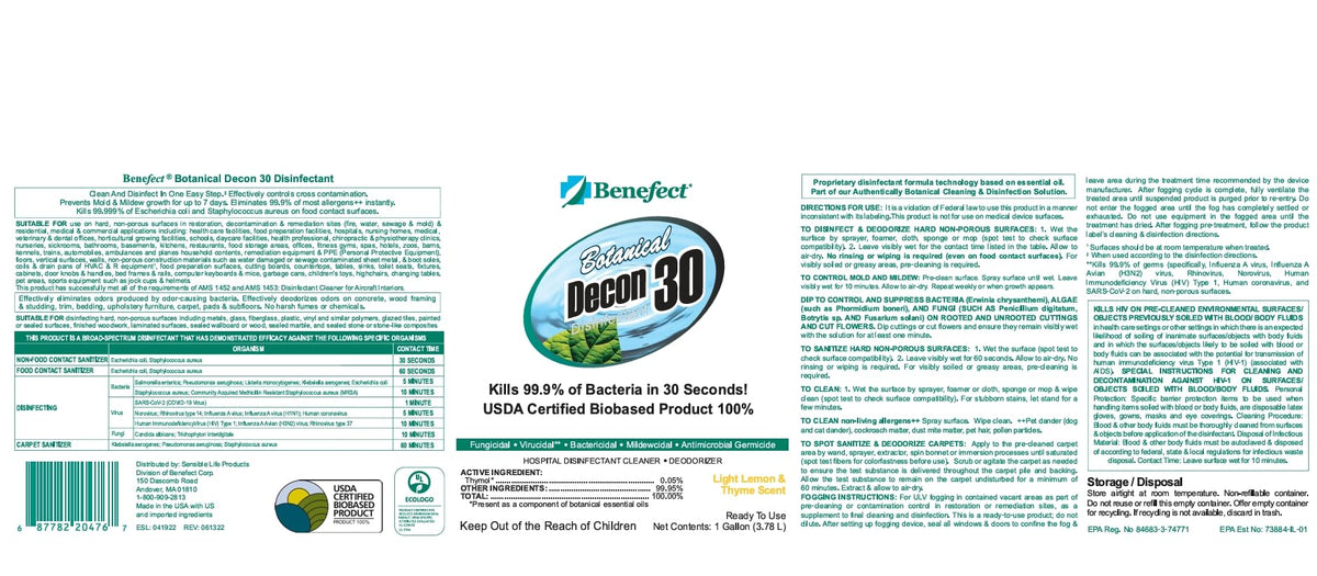 Botanical Decon 30 Disinfectant Cleaner (640 Fl Oz)