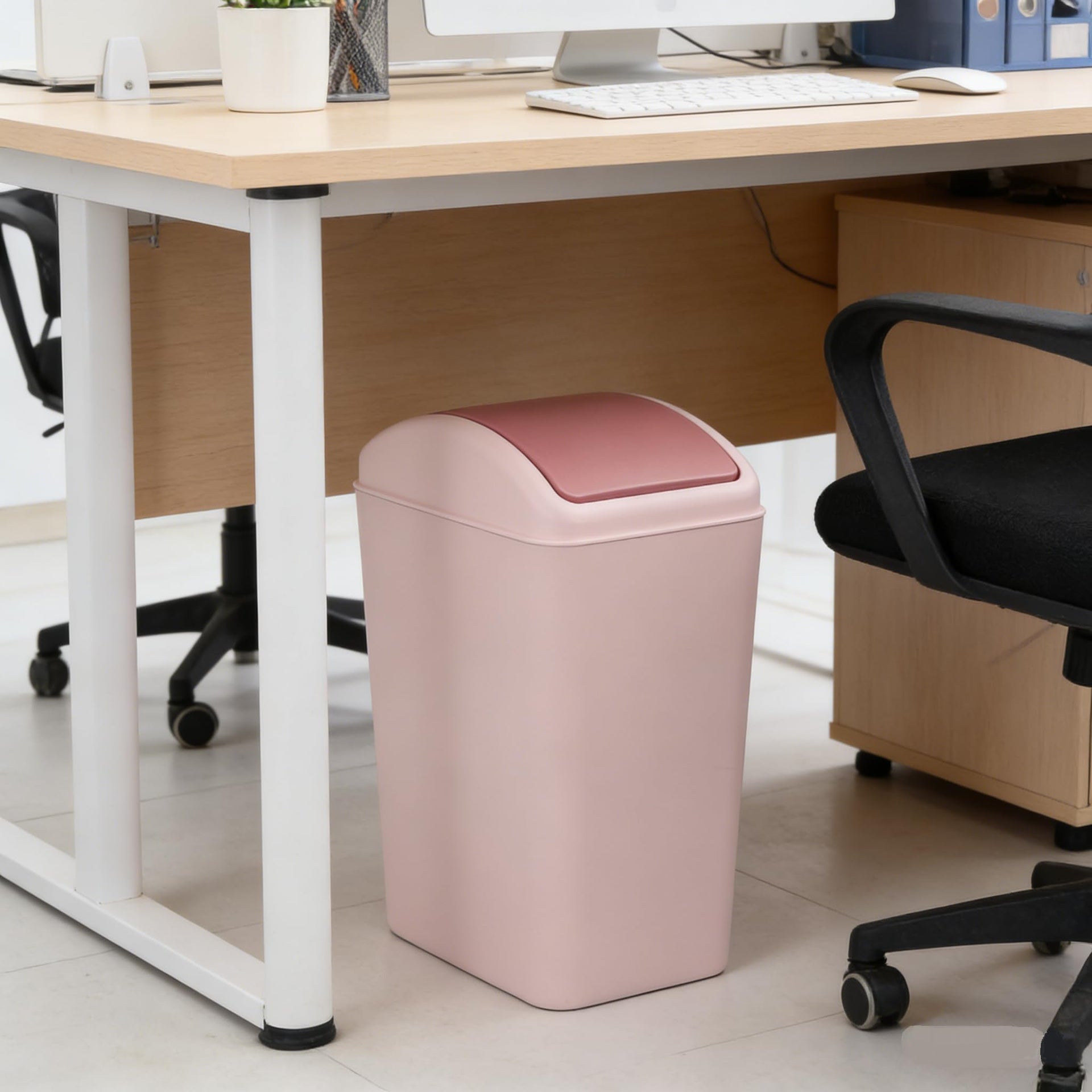 4.5 Gallon Pink Plastic Waste Can with Swing Lid
