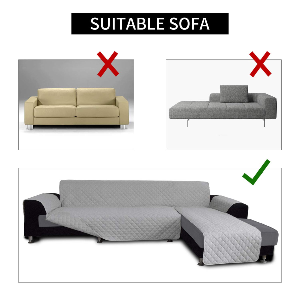 Sofa Slipcover L Shape Sofa Cover Sectional Couch Cover Furniture Protector Mat for Pets Dog Cat