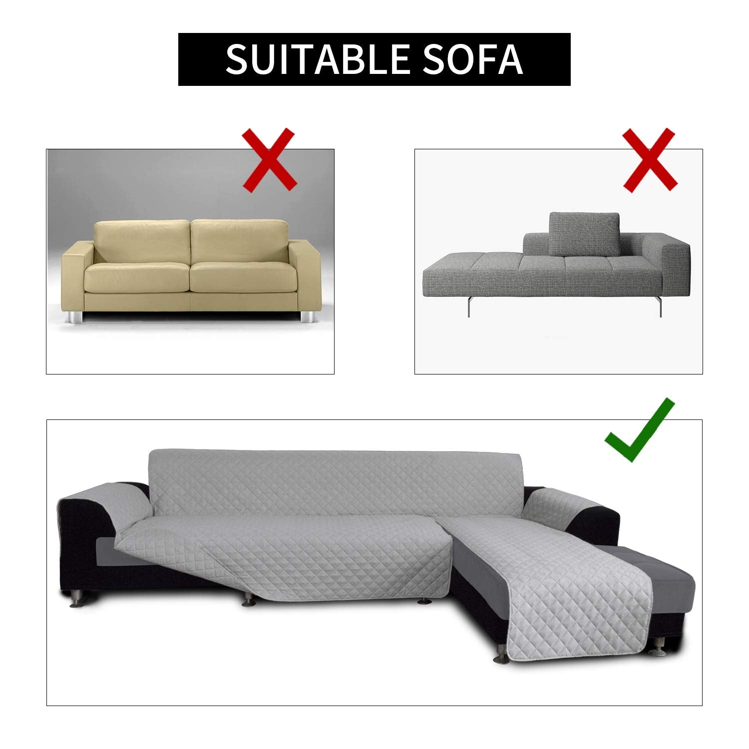 Sofa Slipcover L Shape Sofa Cover Sectional Couch Cover Furniture Protector Mat for Pets Dog Cat