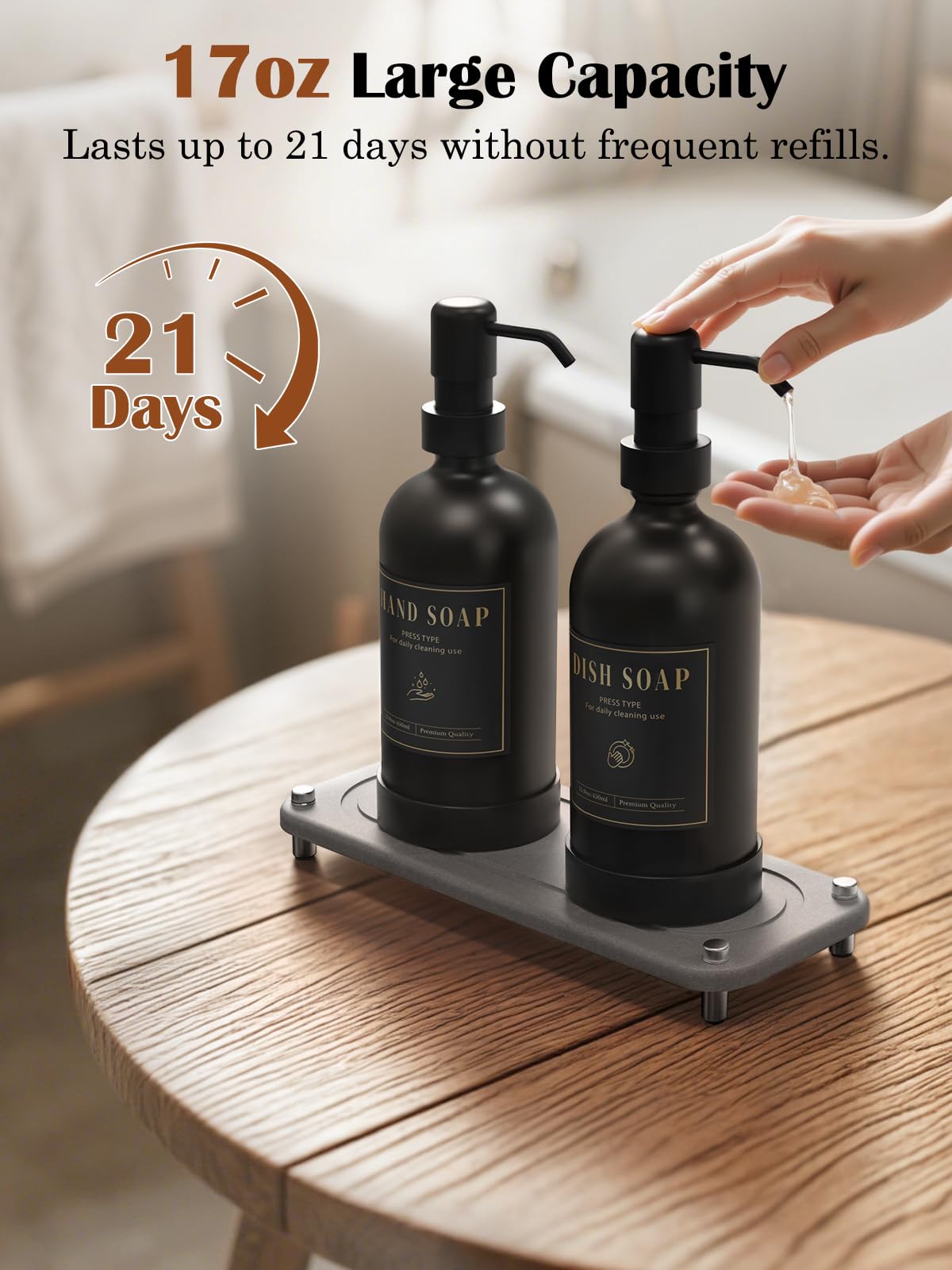 17 oz Glass Liquid Soap Dispenser Set (2 Count)