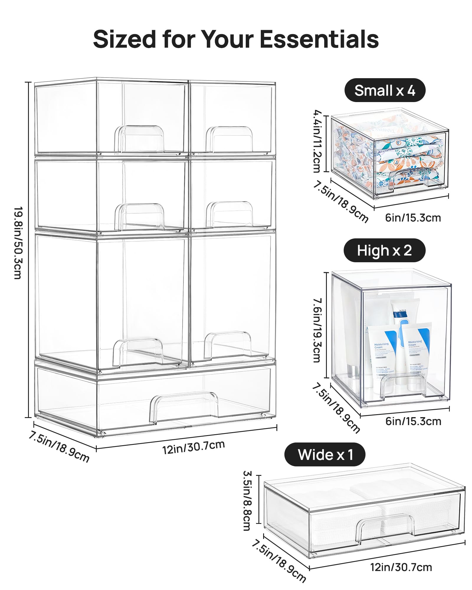 Clear Stackable Storage Drawers Set of 7 (7 Count)