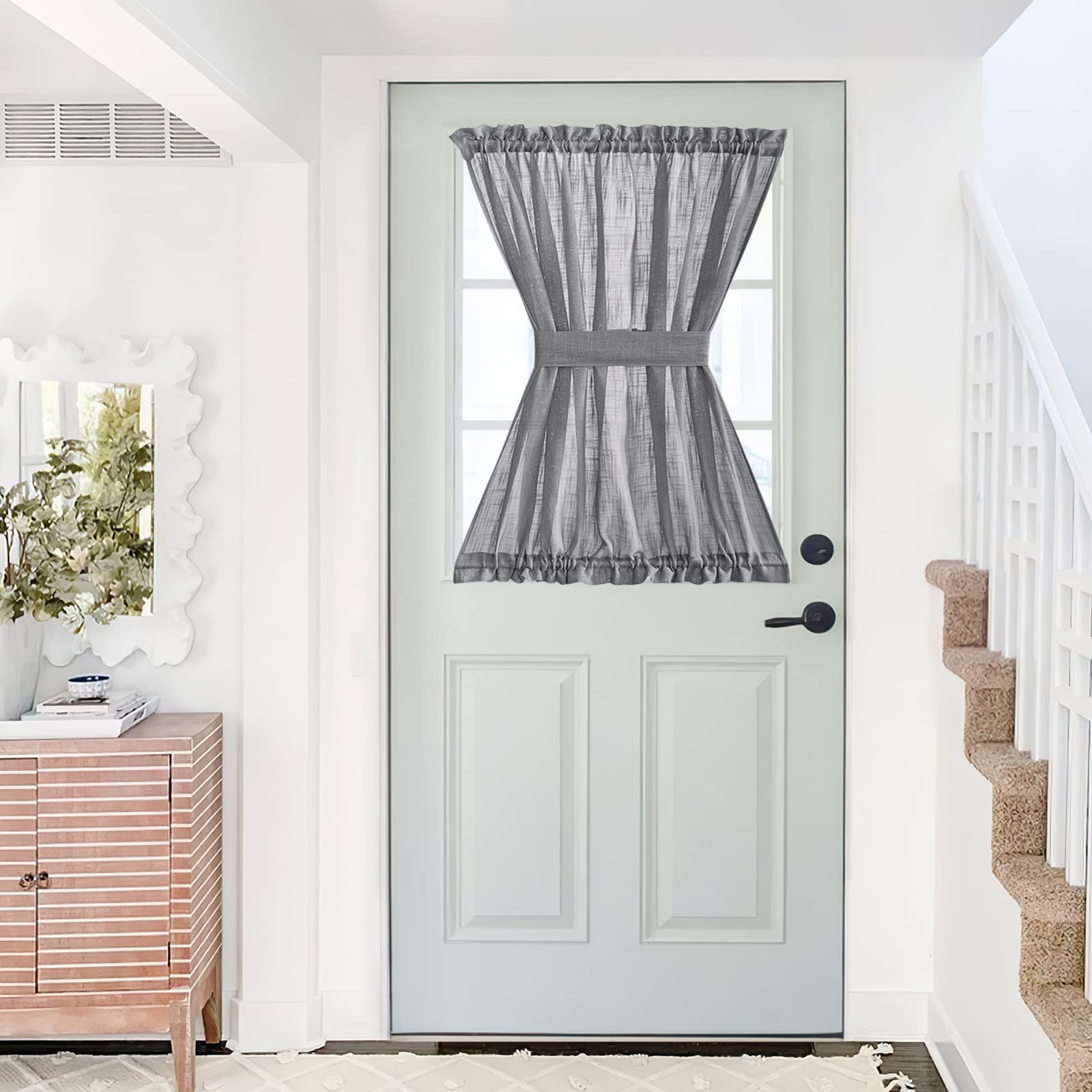 French Sheer Door Curtain Panel with Tieback
