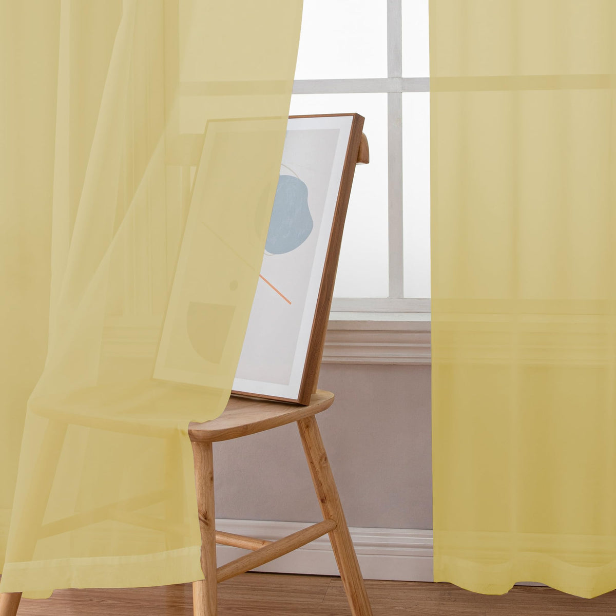 Sheer Mustard Yellow Curtains 90 inches Long 2 Panels (2 Count)