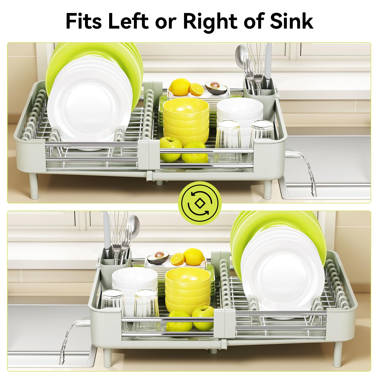 Extendable Stainless Dish Drying Rack for Kitchen Counter