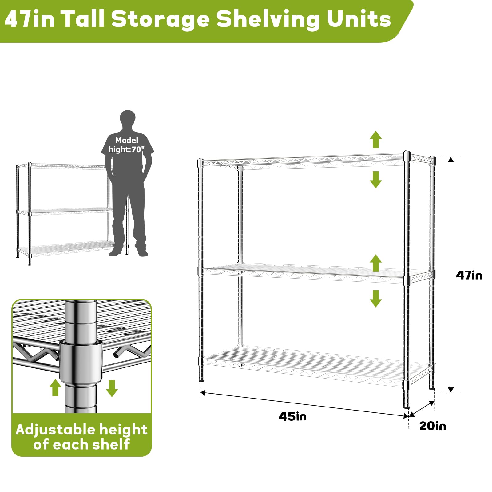 45" Small Wire Shelving Unit