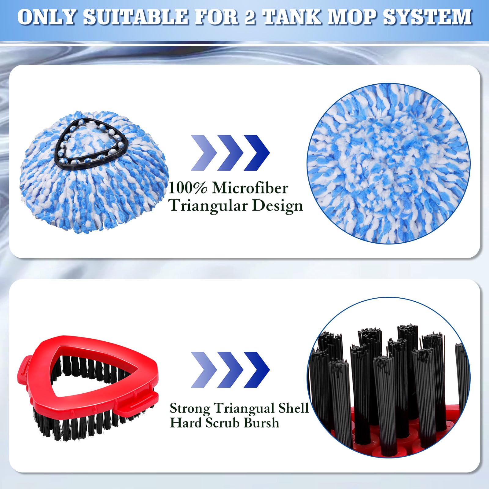 8 Pack Spin Mop Replacements Head Compatible for Ocedar RinseClean 2 (8 Count)