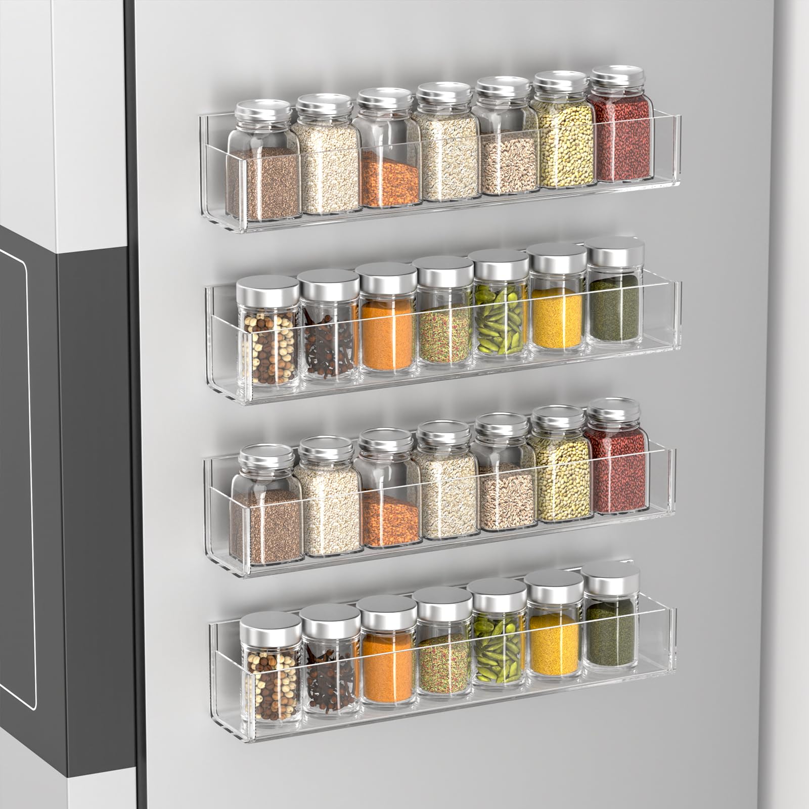 Adhesive Acrylic Spice Rack Organizer for Wall with 2 Nano Double Sided Tape