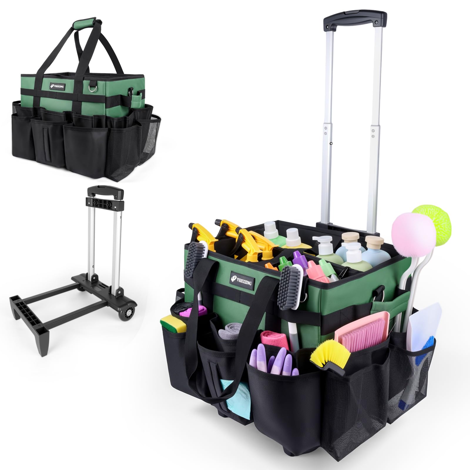Large Rolling Cleaning Caddy Bag with Wheels