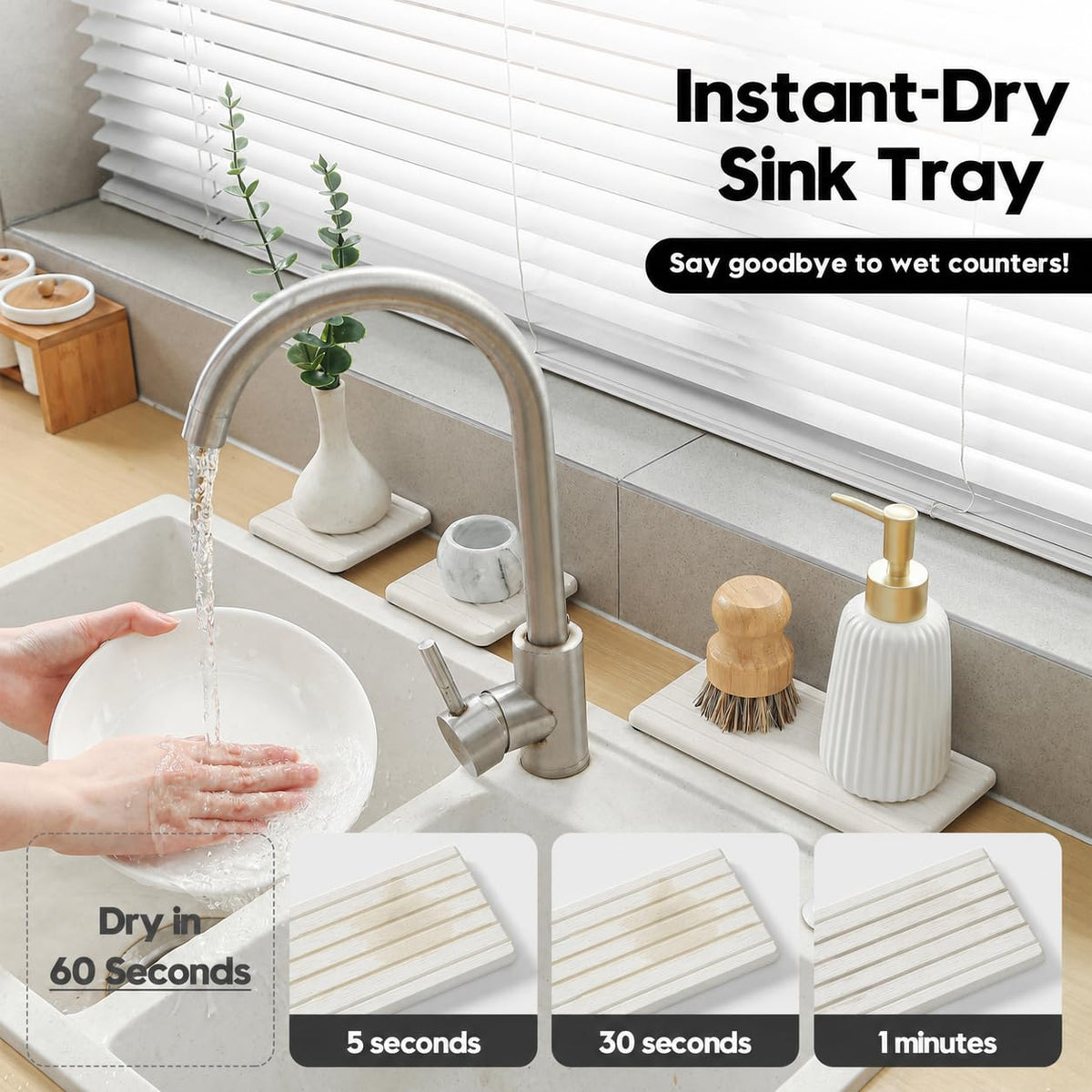 Diatomaceous Earth Sink Organizer Tray Set (3 Count)