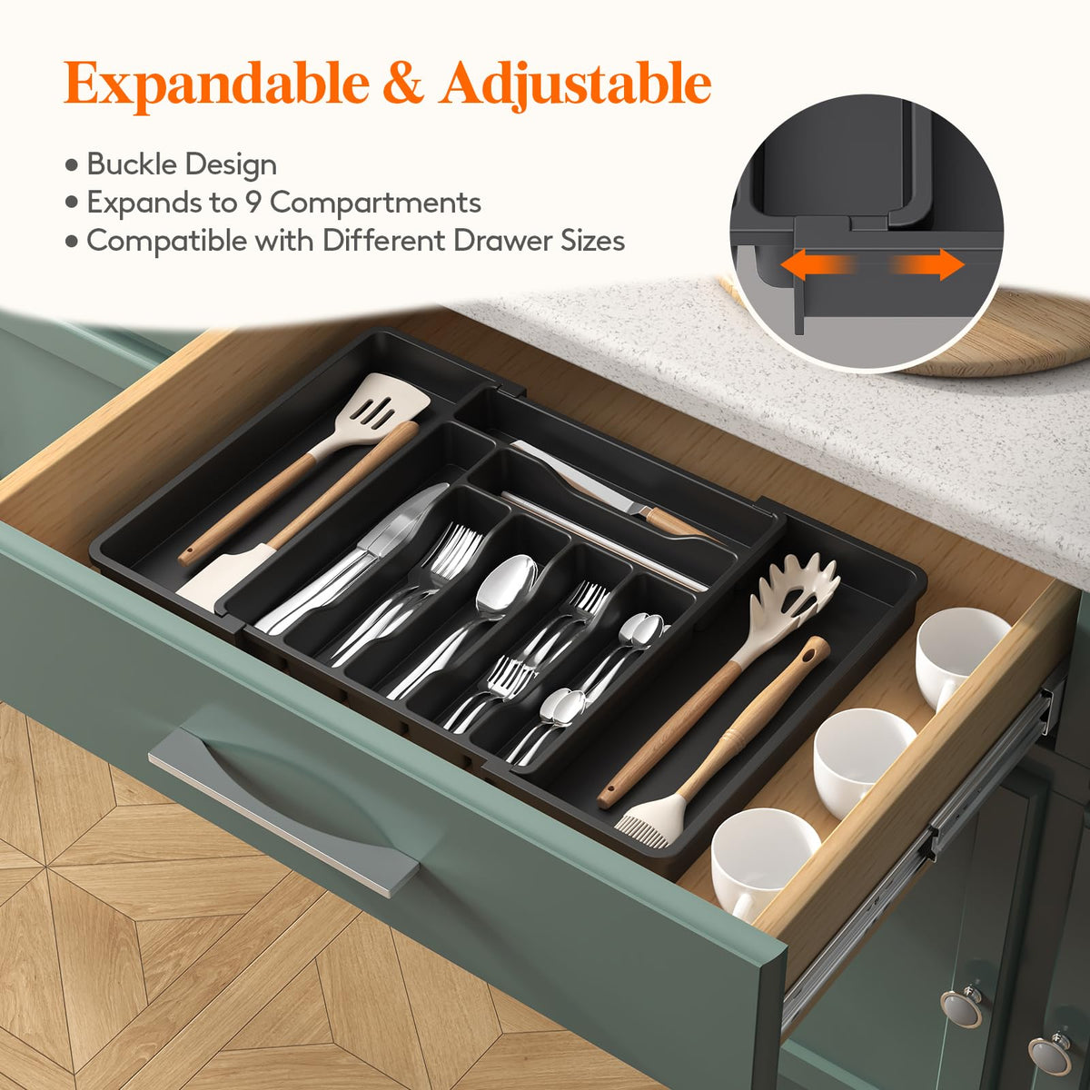 Utensil Organizer for Kitchen Drawer