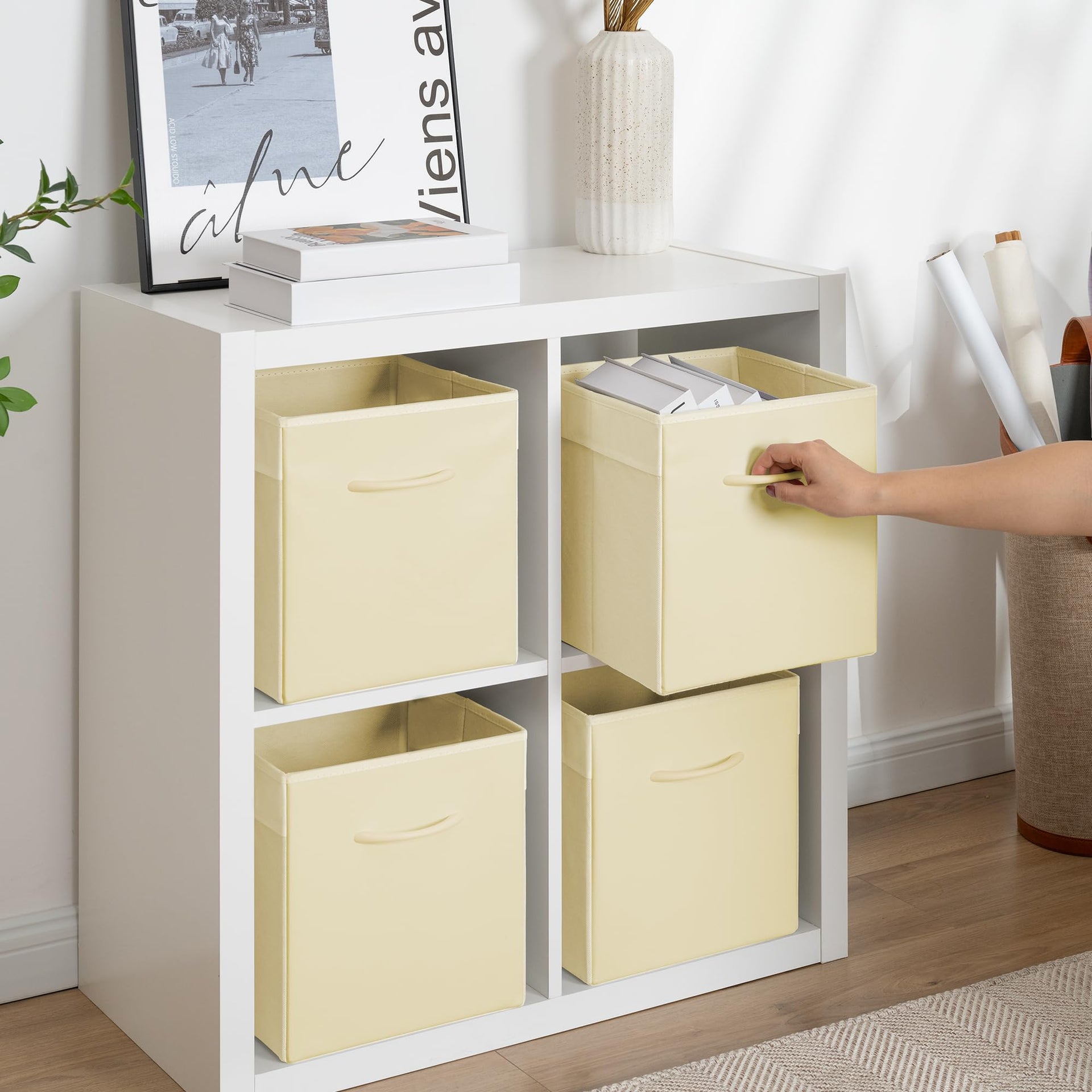 11in Leather Cube Storage Bins (4 Count)