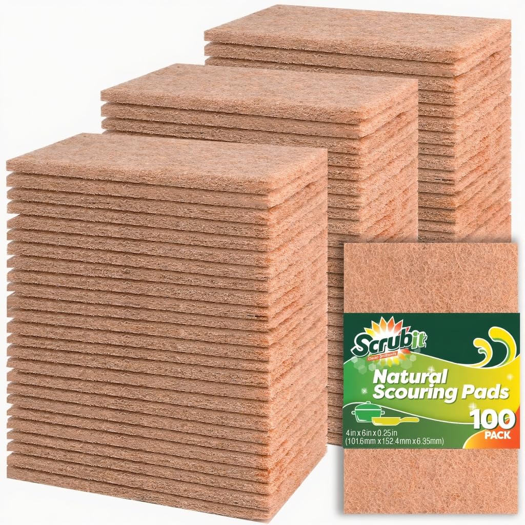 100 Pack Natural Scouring Pads (8 Ounce)
