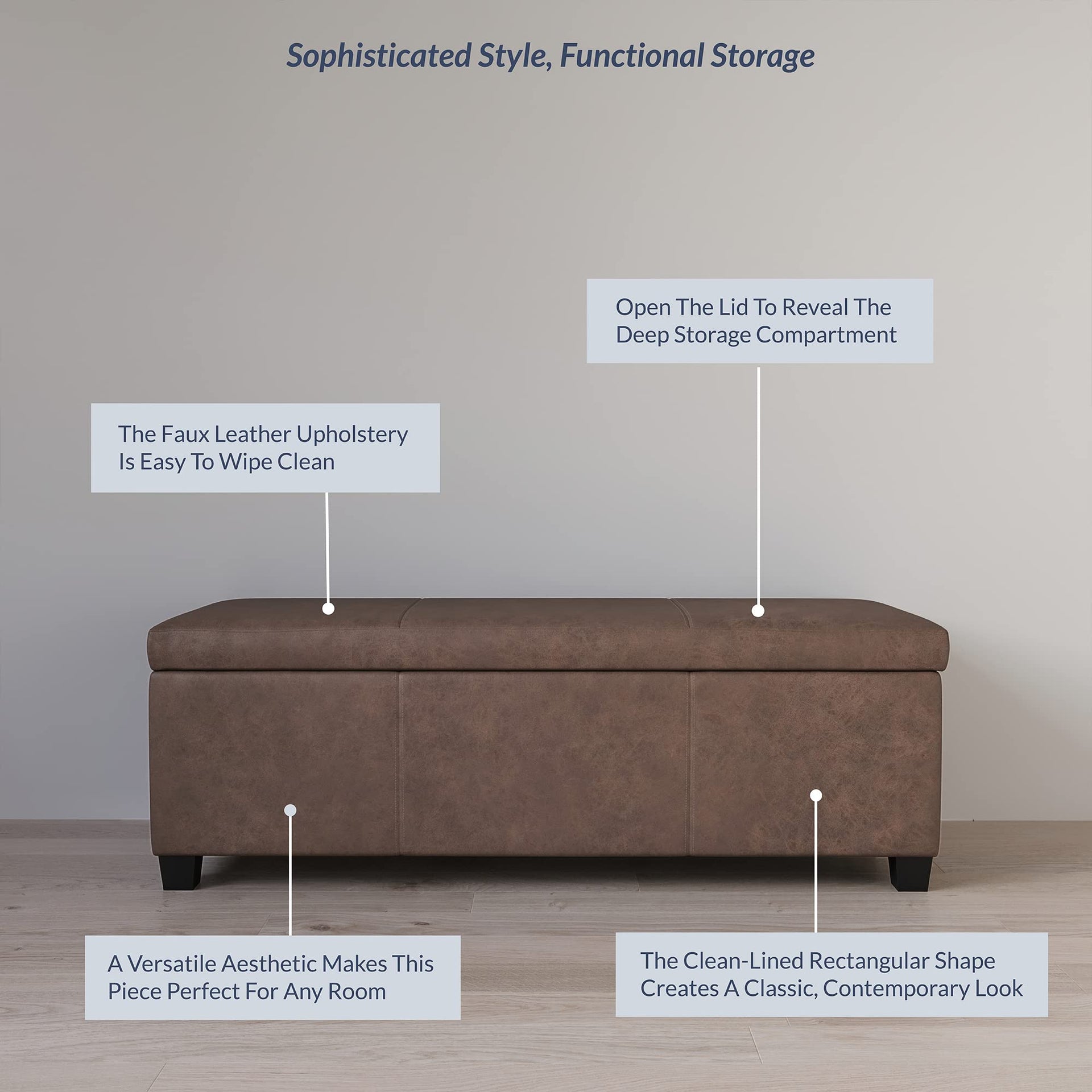 Storage Faux Leather Ottoman