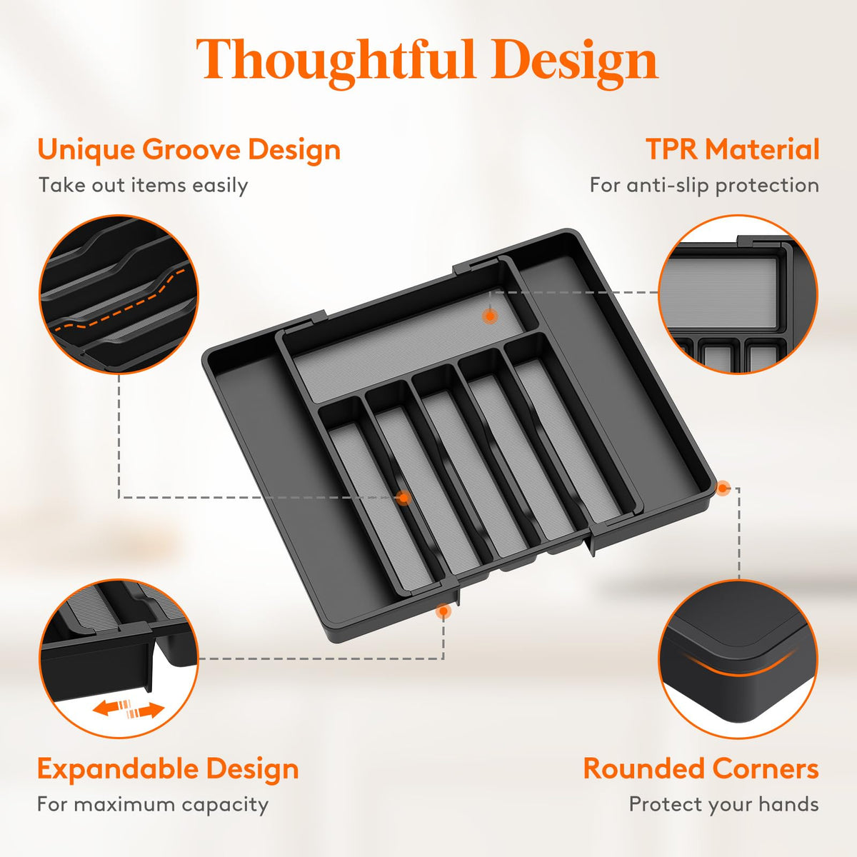 Extra Large Silverware Drawer Organizer