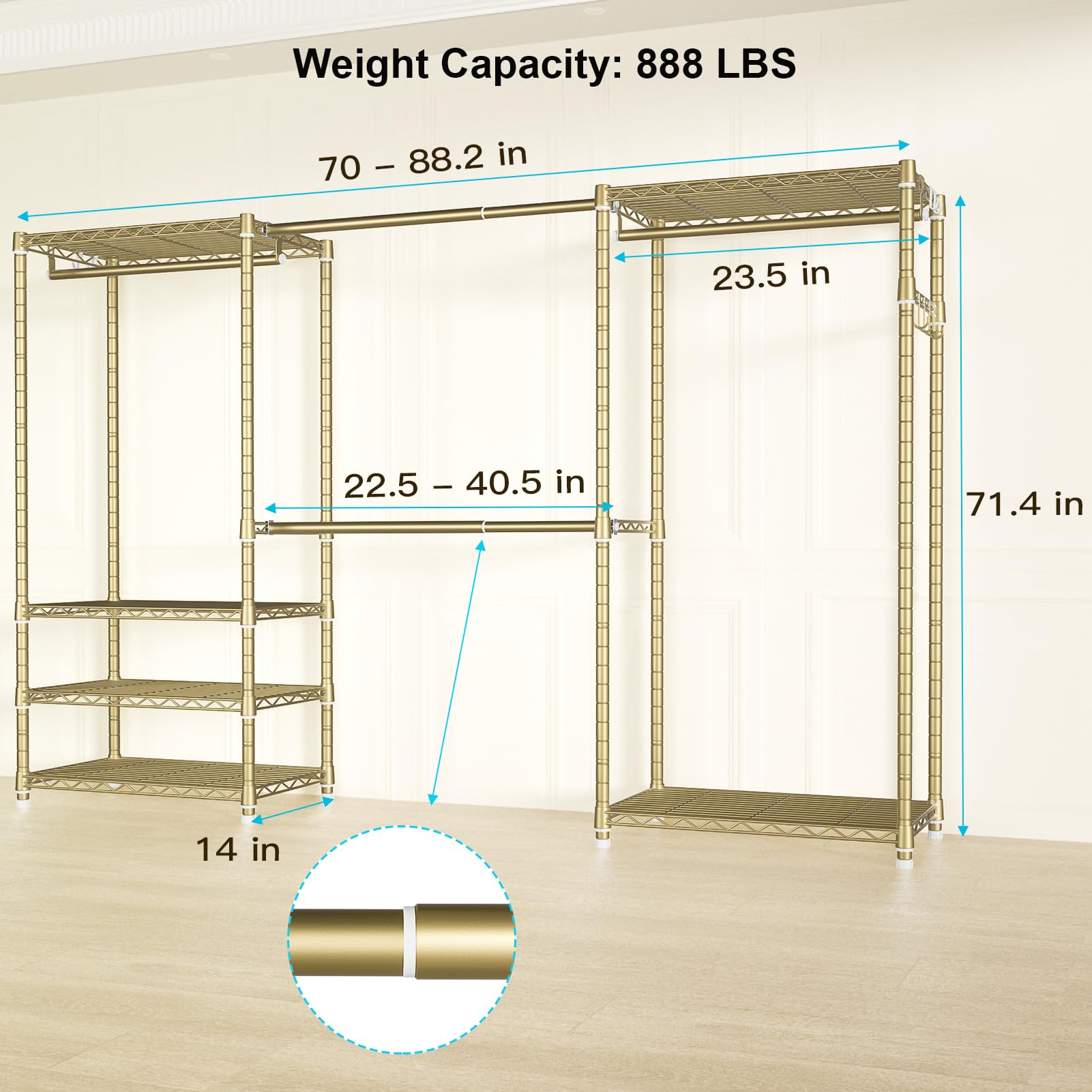 E1 Heavy Duty Closet Garment Rack