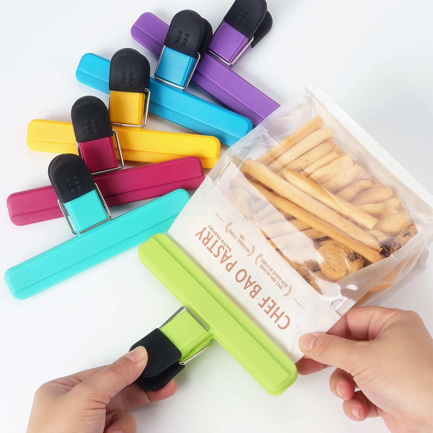 6 Pack Large Chip Bag Clips Assorted Color Food Clips (6 Count)