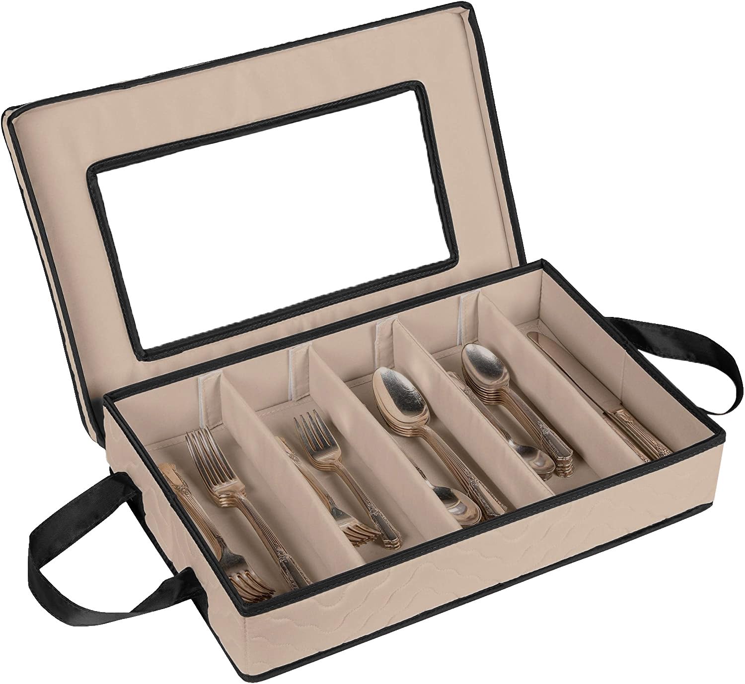 Flatware Storage Case 5 Compartments Silverware Container Box