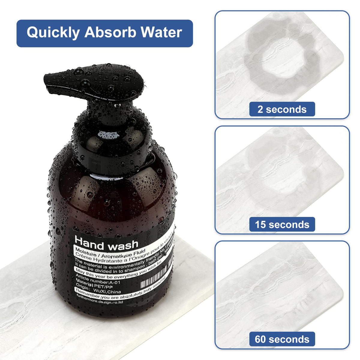 4 Pcs Water Absorbent Stone Dry Tray for Bathroom Sink Kitchen Counter Tray