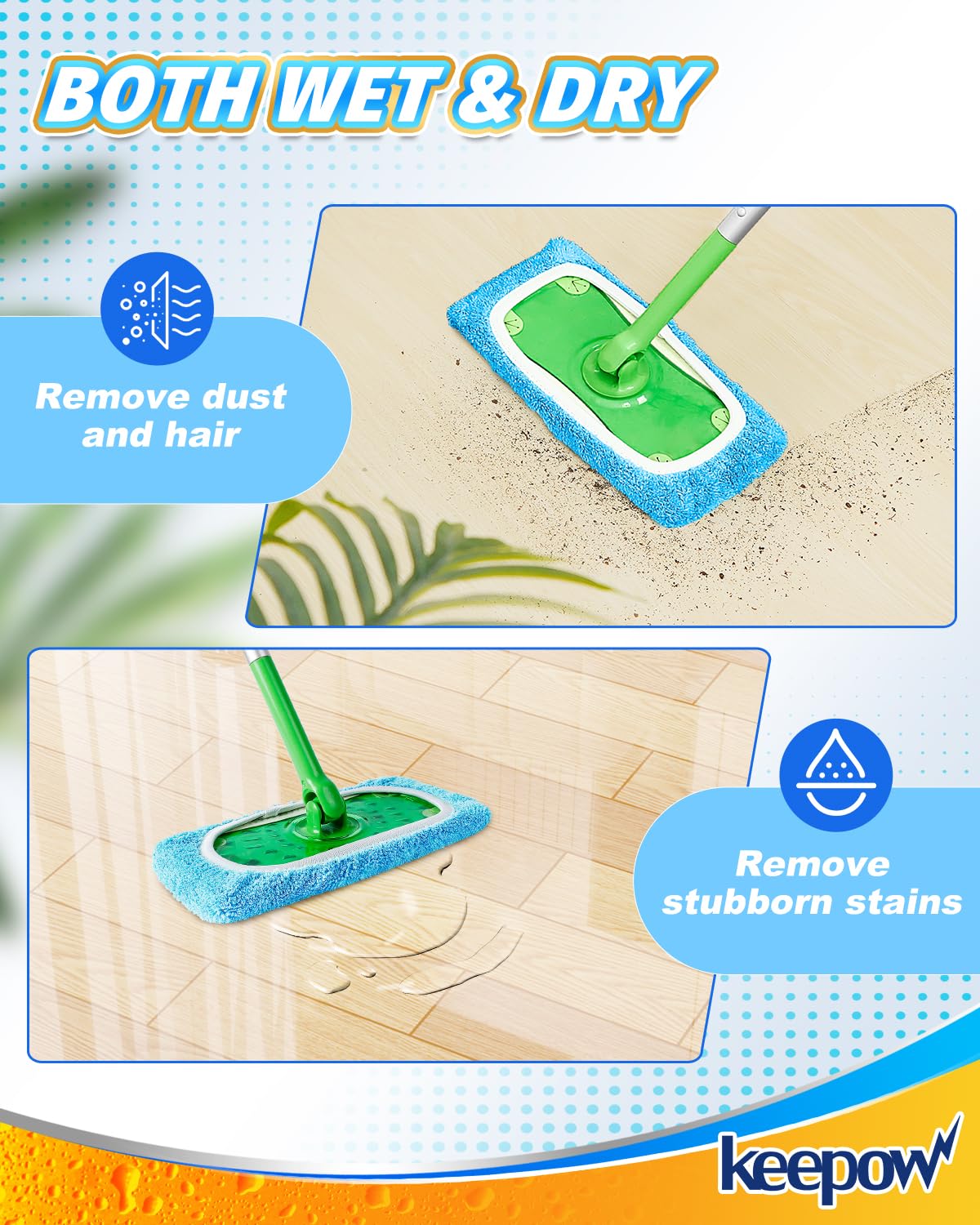 6 Pack Reusable Mop Pads Compatible with Sweeper Mop (8 Count)