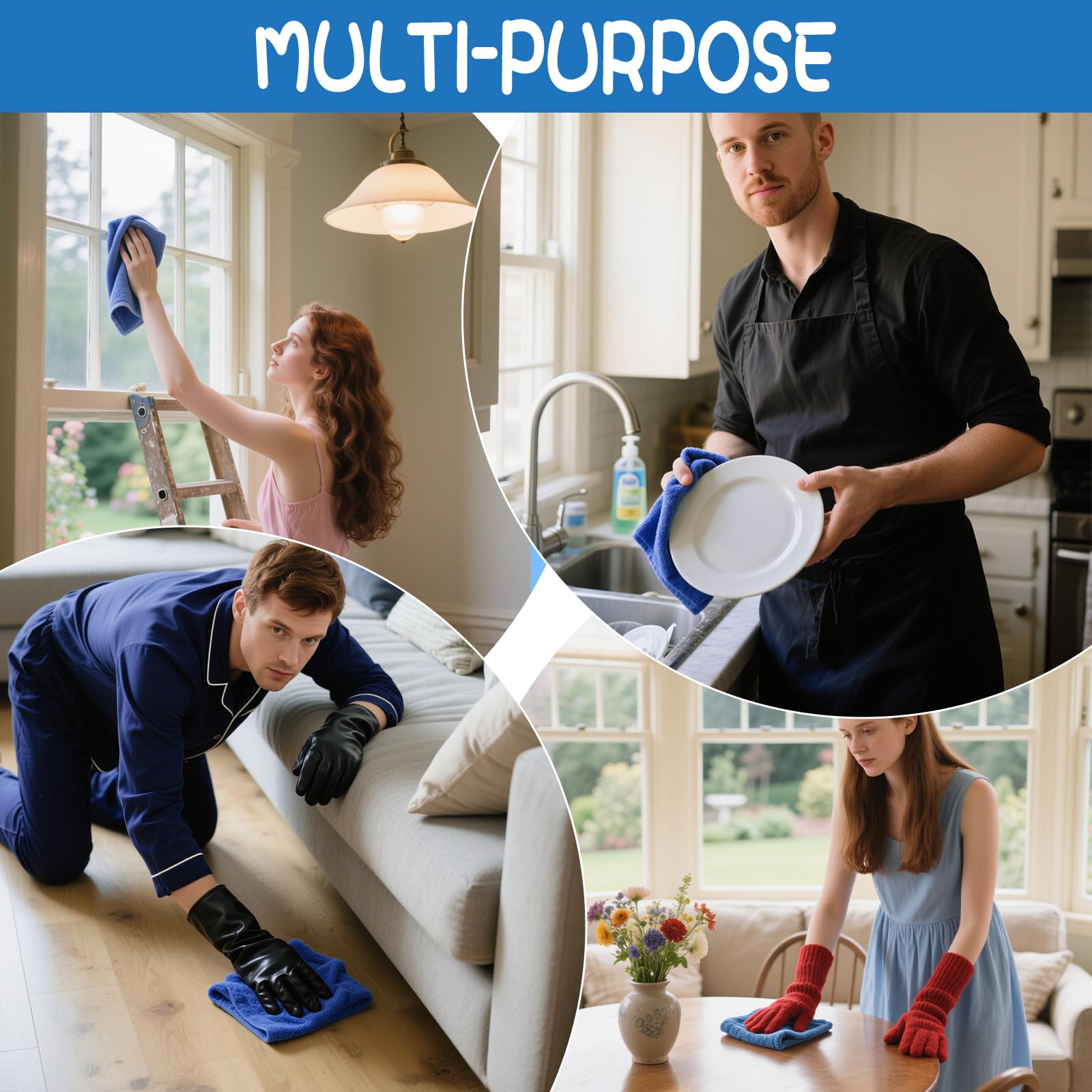 4 Pack Extra Large Microfiber Cleaning Cloths 20"x30" (4 Count)