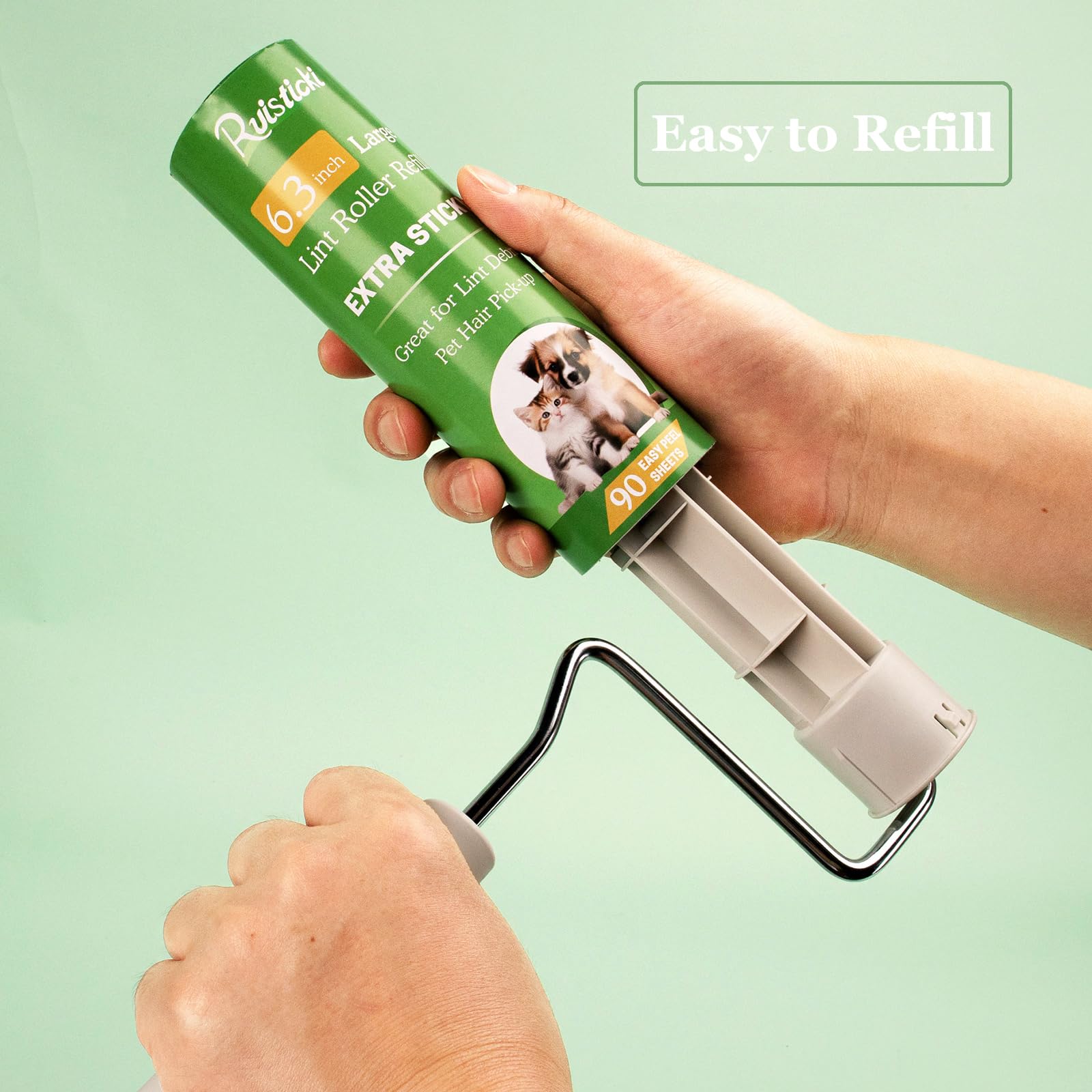 6.3 inch Lint Roller Refills Only for 6.3'' Large Lint Rollers Extra Sticky Lint Pet Hair 6.3 inch Replacement Rolls (360 Count)