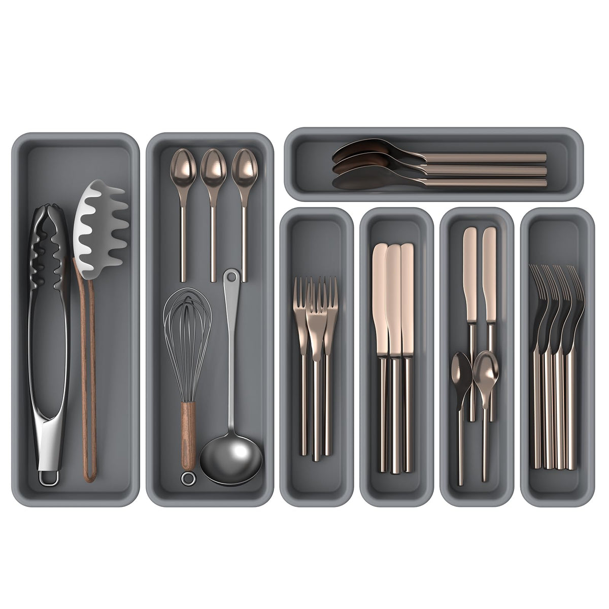 7 Pack Silicone Silverware Drawer Organizer (7 Count)