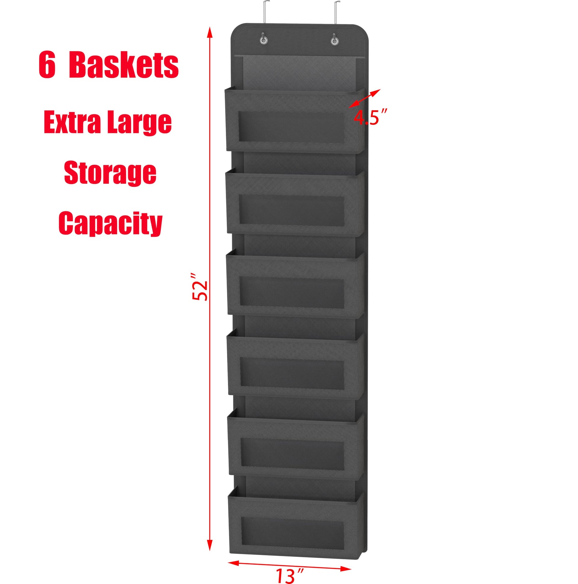 6 Clear Pocket Over Door Hanging Organizer